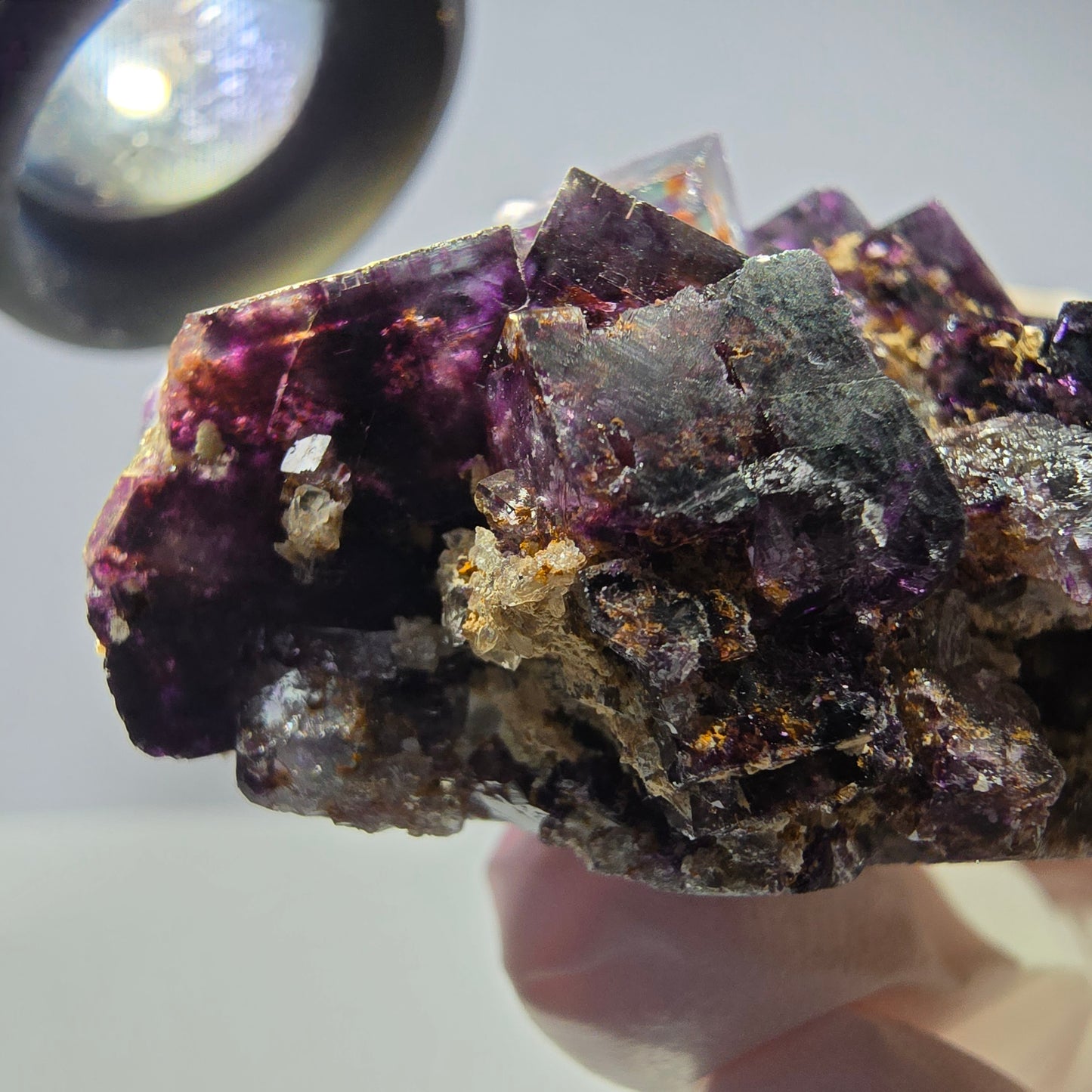 Rare spécimen de cube de fluorite fantôme, vert-violet, Okorusu, Namibie, 41 x 34 x 24 mm