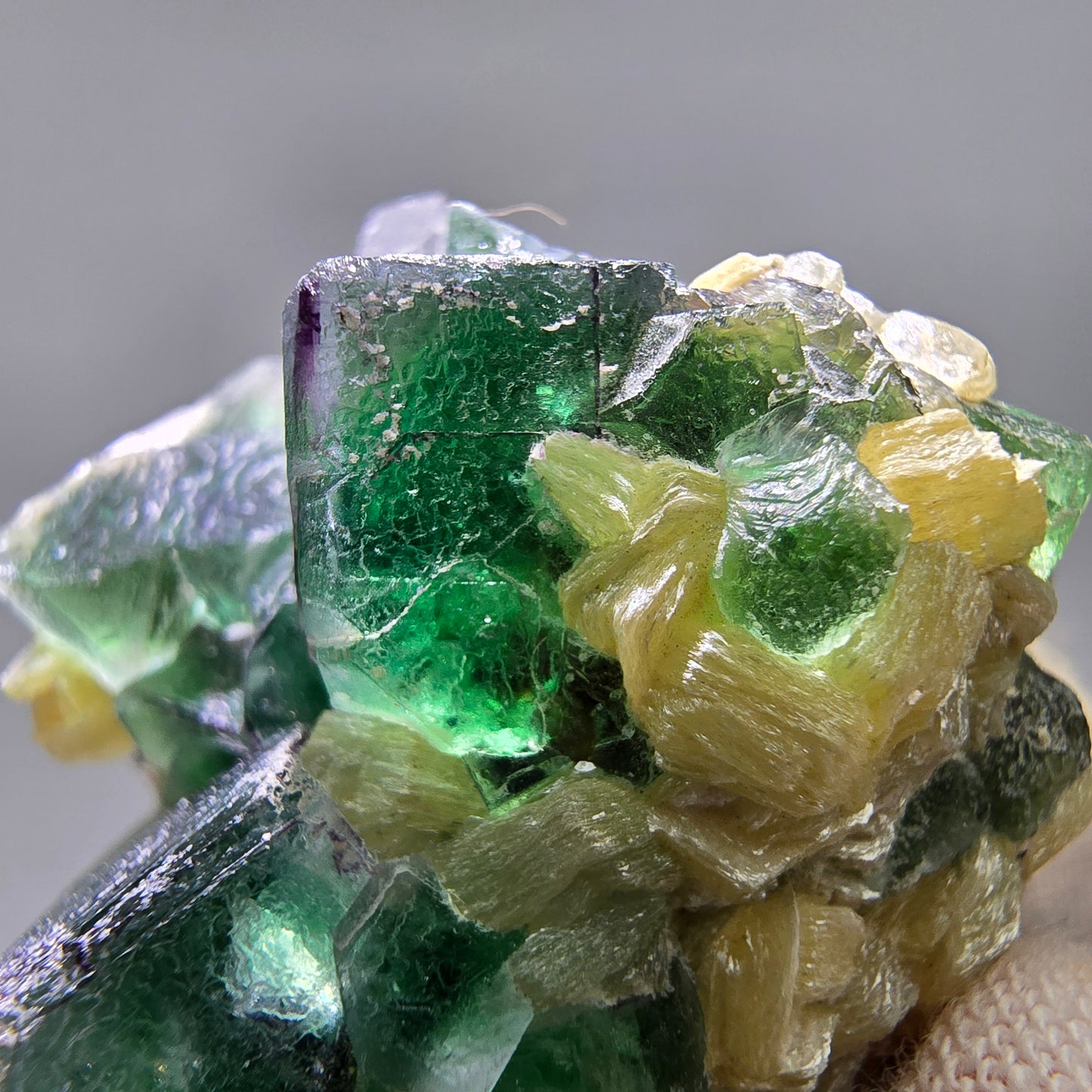 Phantom Fluorit Würfel, Muskovit Stufe Erongo, Namibia 37*31*27mm Sammlung
