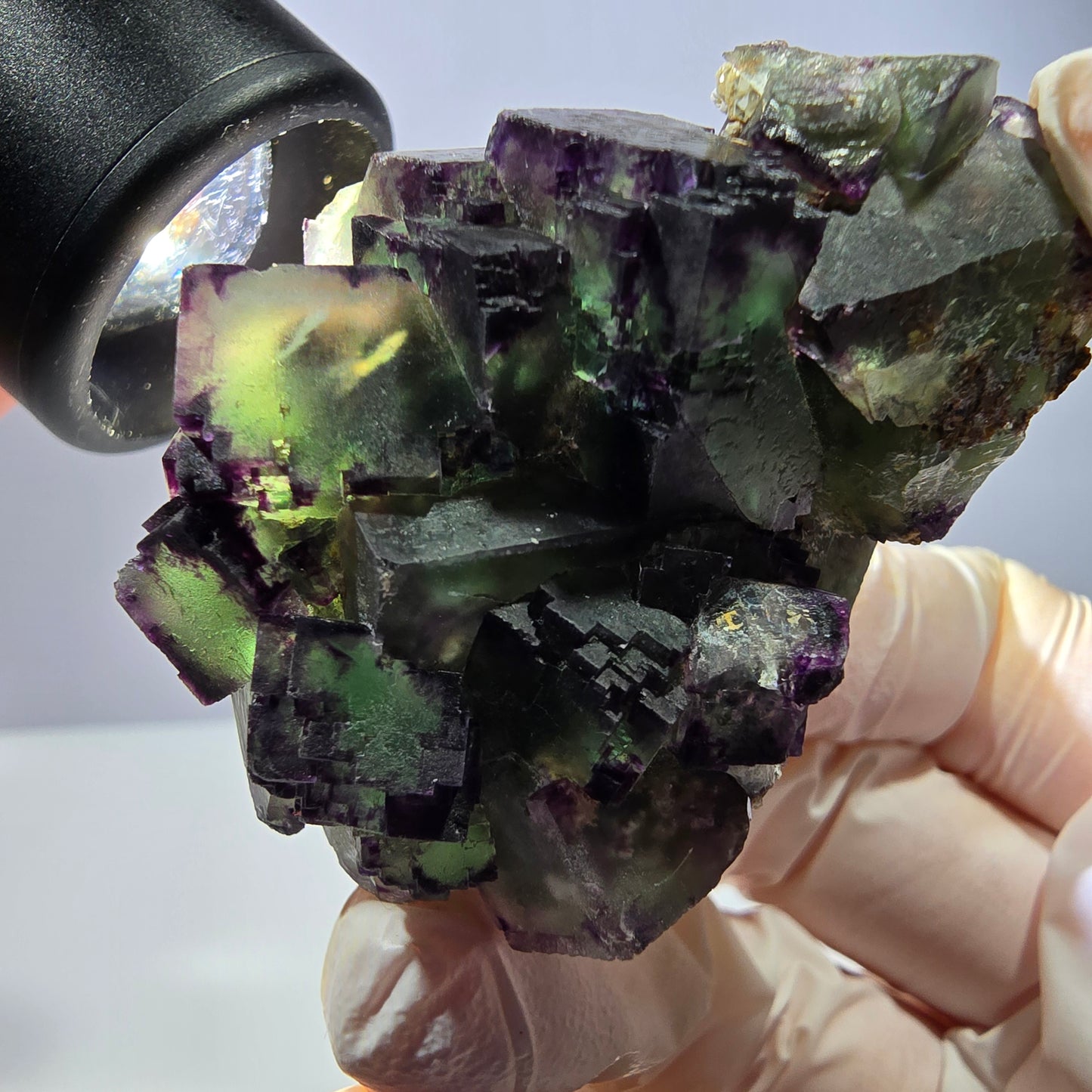Spécimen de cube de fluorite fantôme, parqueté, zonal Okorusu, Namibie 54 x 39 x 38 mm