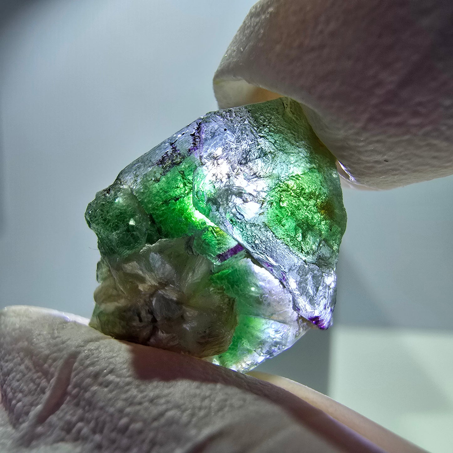 Lot de 7 fluorites fantômes, tourmalines scholl, muscovites, Erongo, Namibie, 24-14 mm