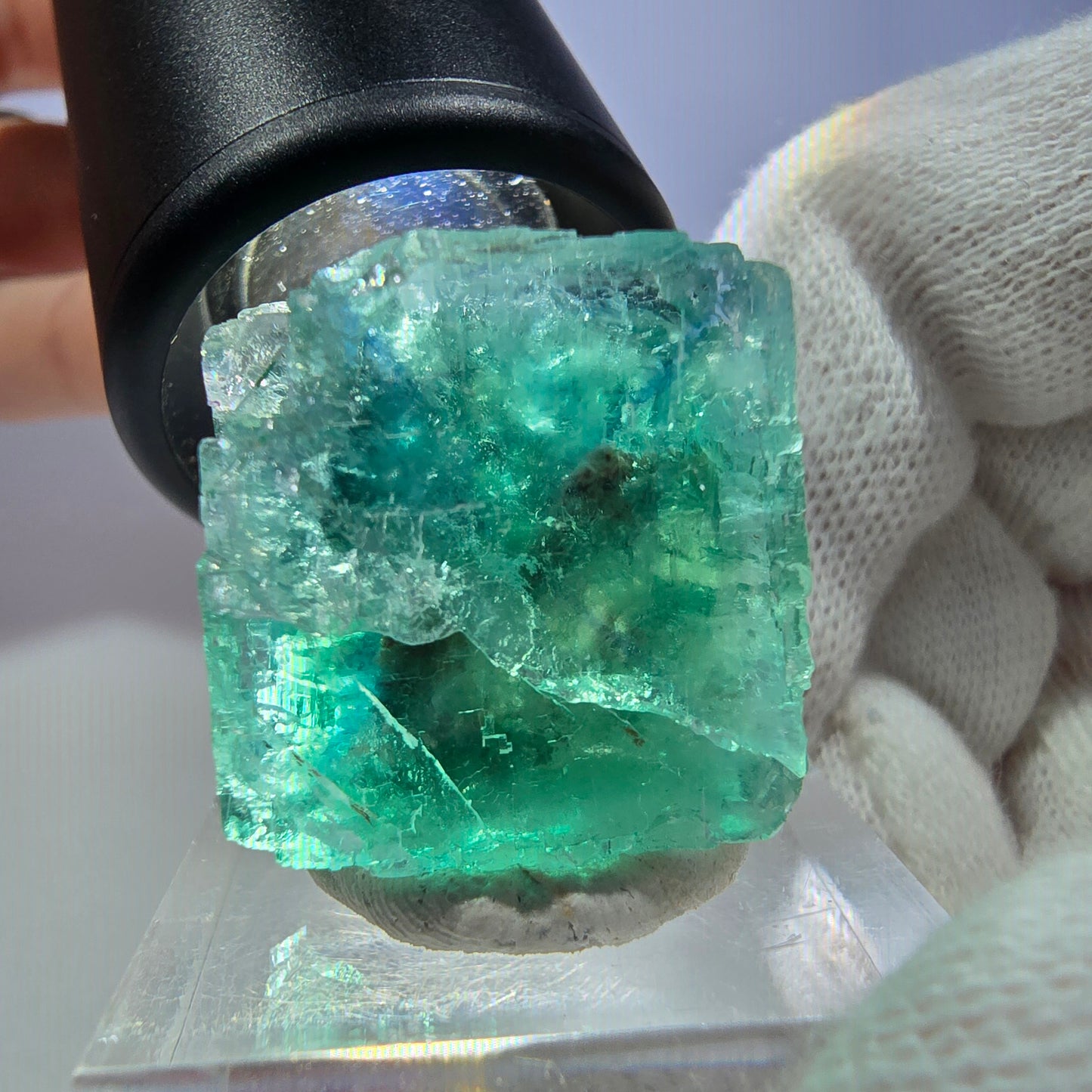 Phantom Fluorit Würfel Stufe parkettiert grün türkis Okorusu Namibia 27*27 *22mm