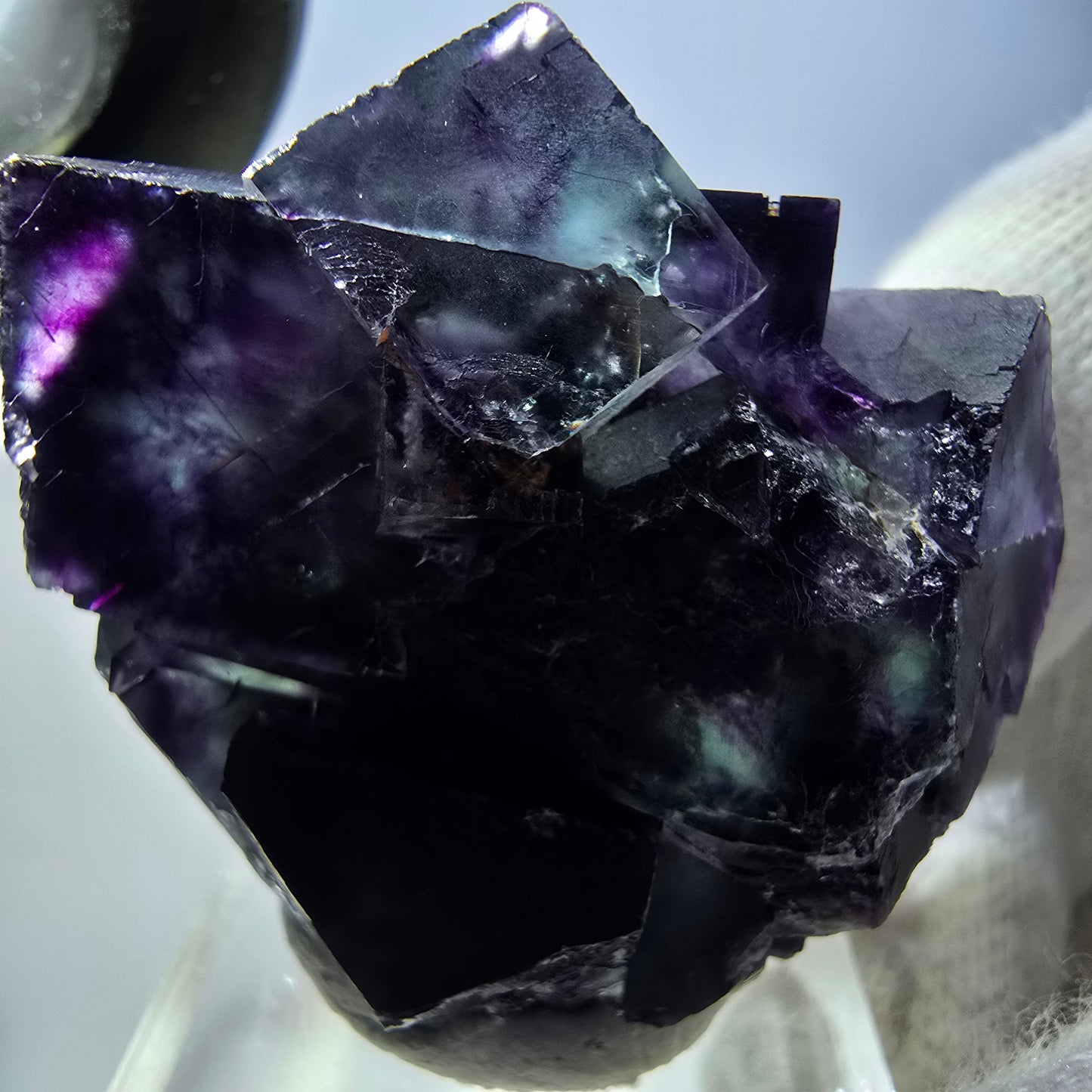 Rare Phantom Fluorite Cube Specimen zonal green purple Okorusu, Namibia 41*34*21mm