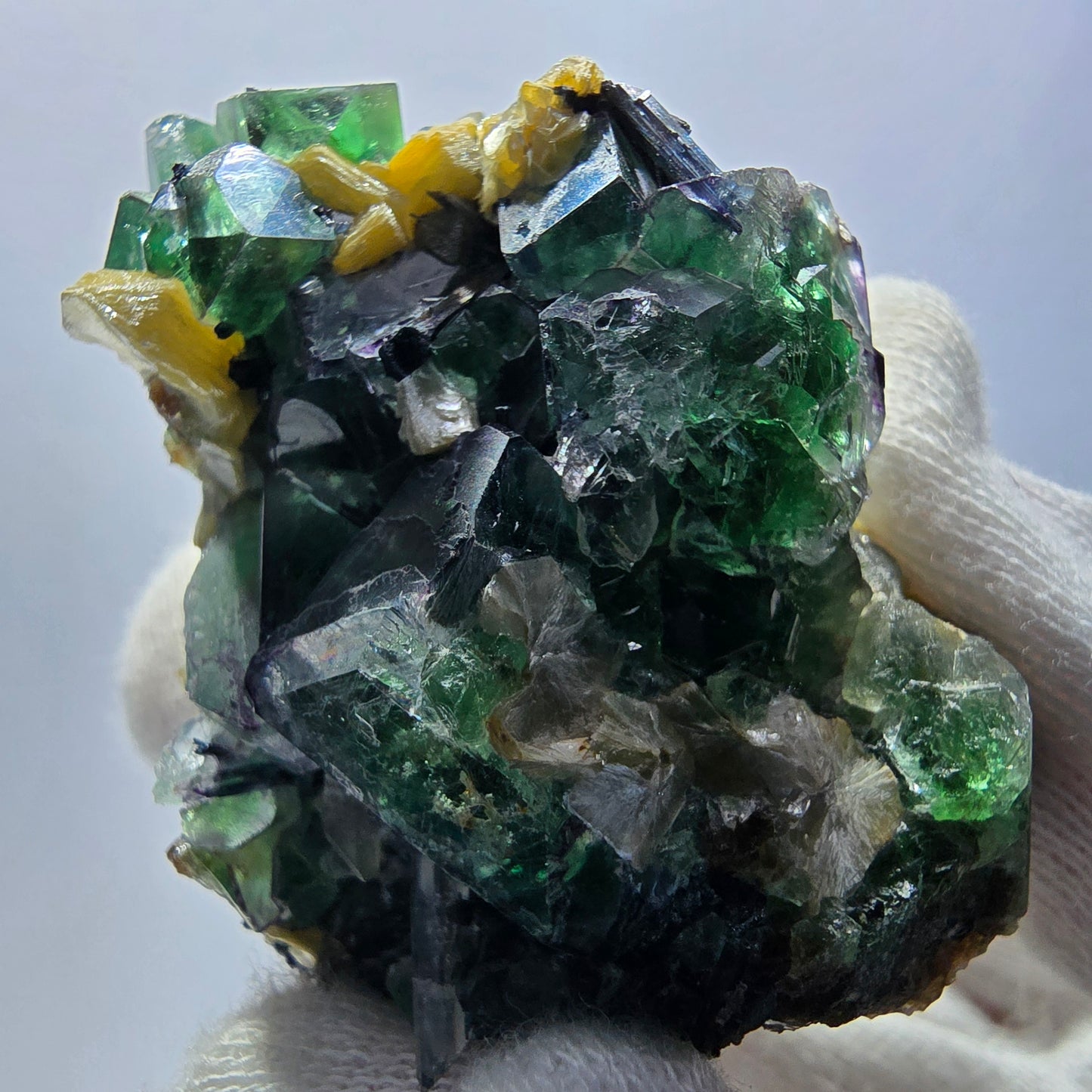 Phantom Fluorit zonal Schörl Rauchquarz Muskovit Erongo, Namibia 56*45*38mm