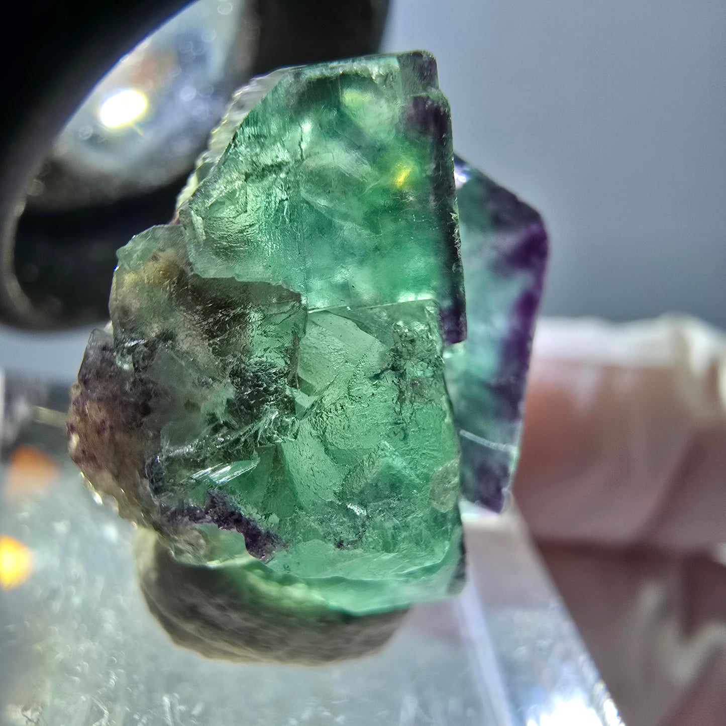 Phantom Fluorit Würfel Stufe, grün lila Okorusu, Namibia 20*16*15mm
