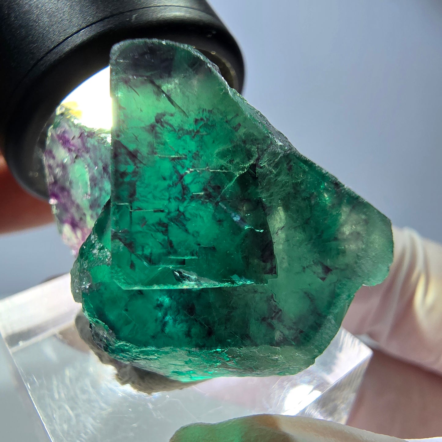 Phantom Fluorit Würfel Stufe, parkettiert grün lila Okorusu, Namibia 37*27*19mm