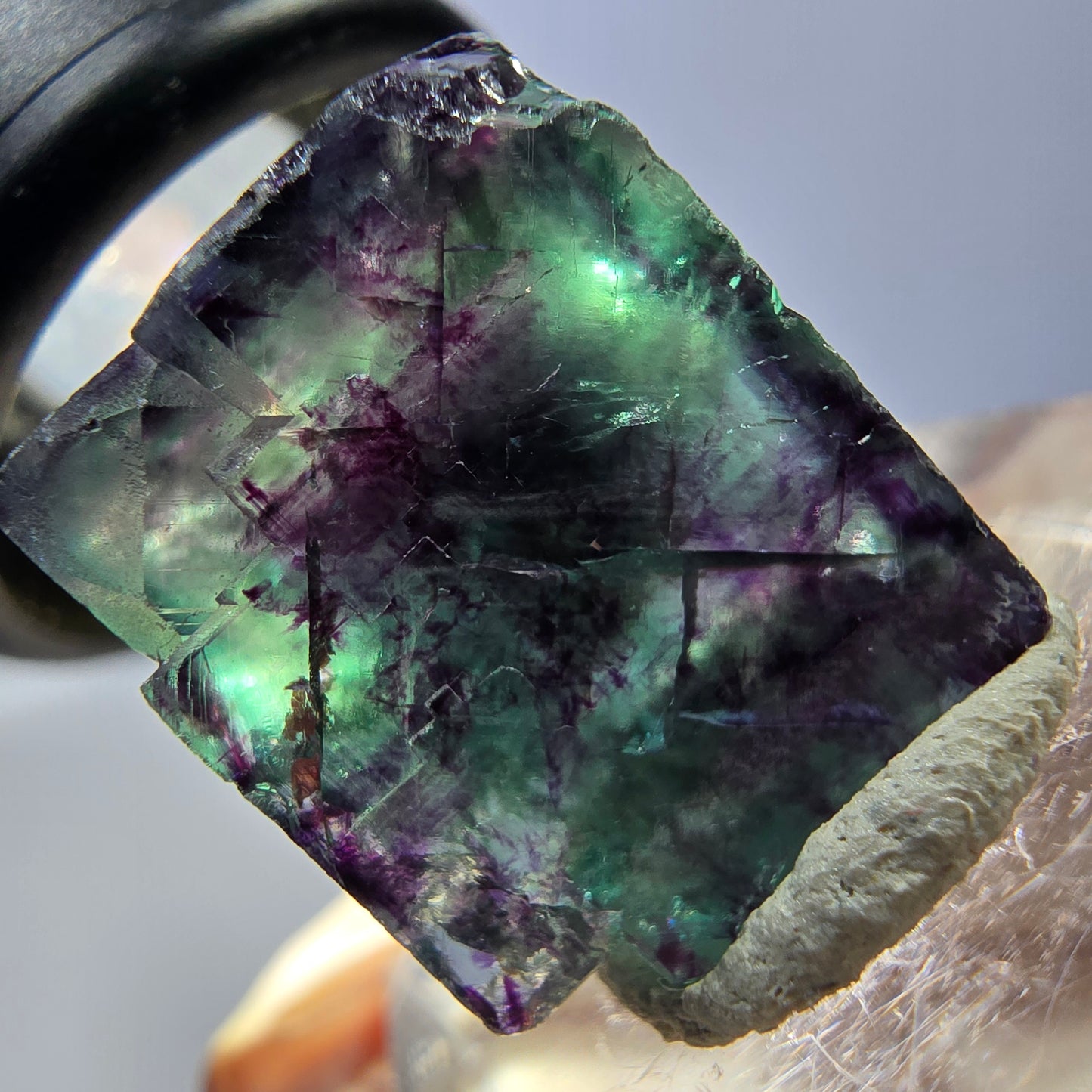 Phantom Fluorit Würfel parkettiert, grün lila Okorusu, Namibia 18*15*15mm