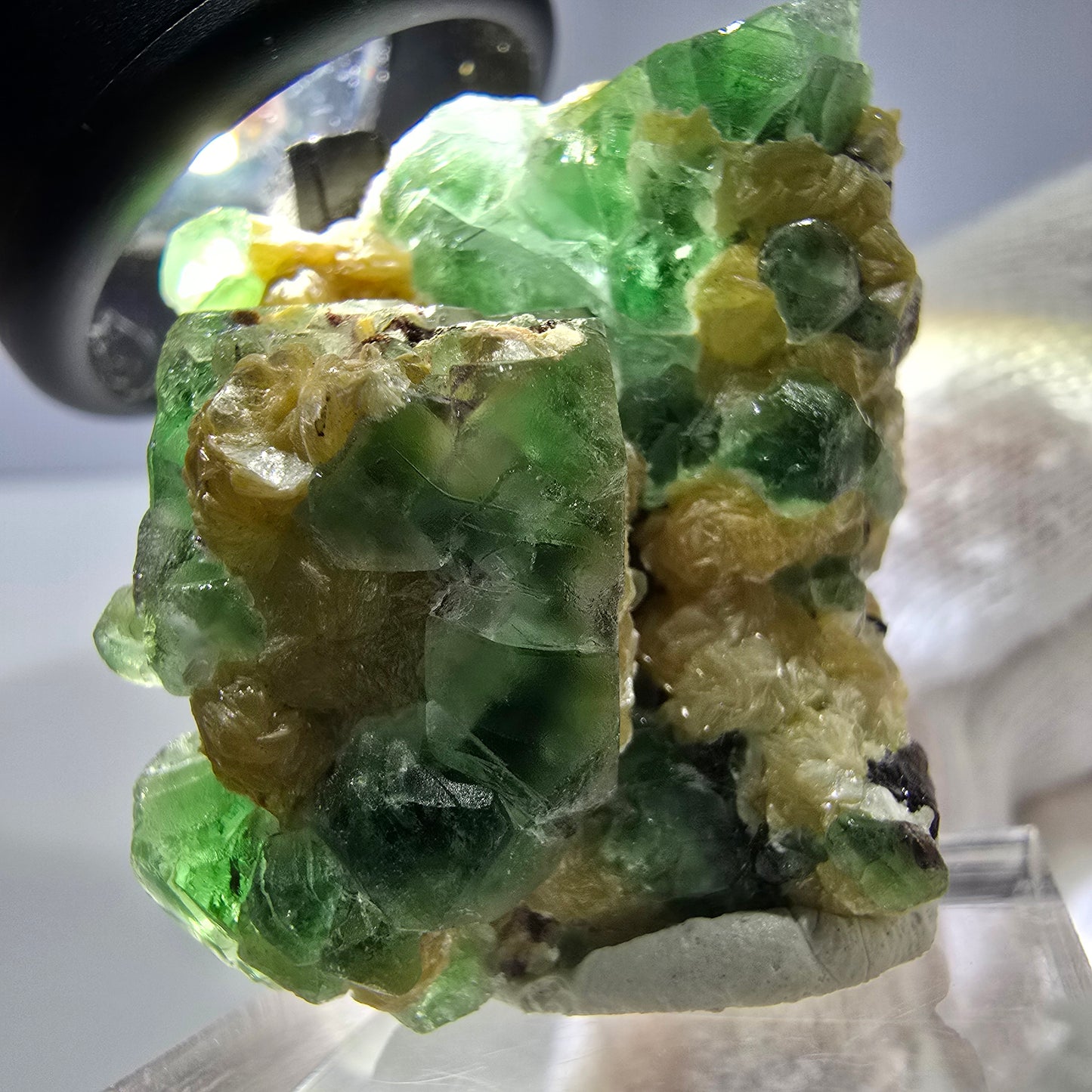 Cube de fluorite fantôme, tourmaline muscovite hexagonale Schörl Erongo Namibie 33*30*25mm