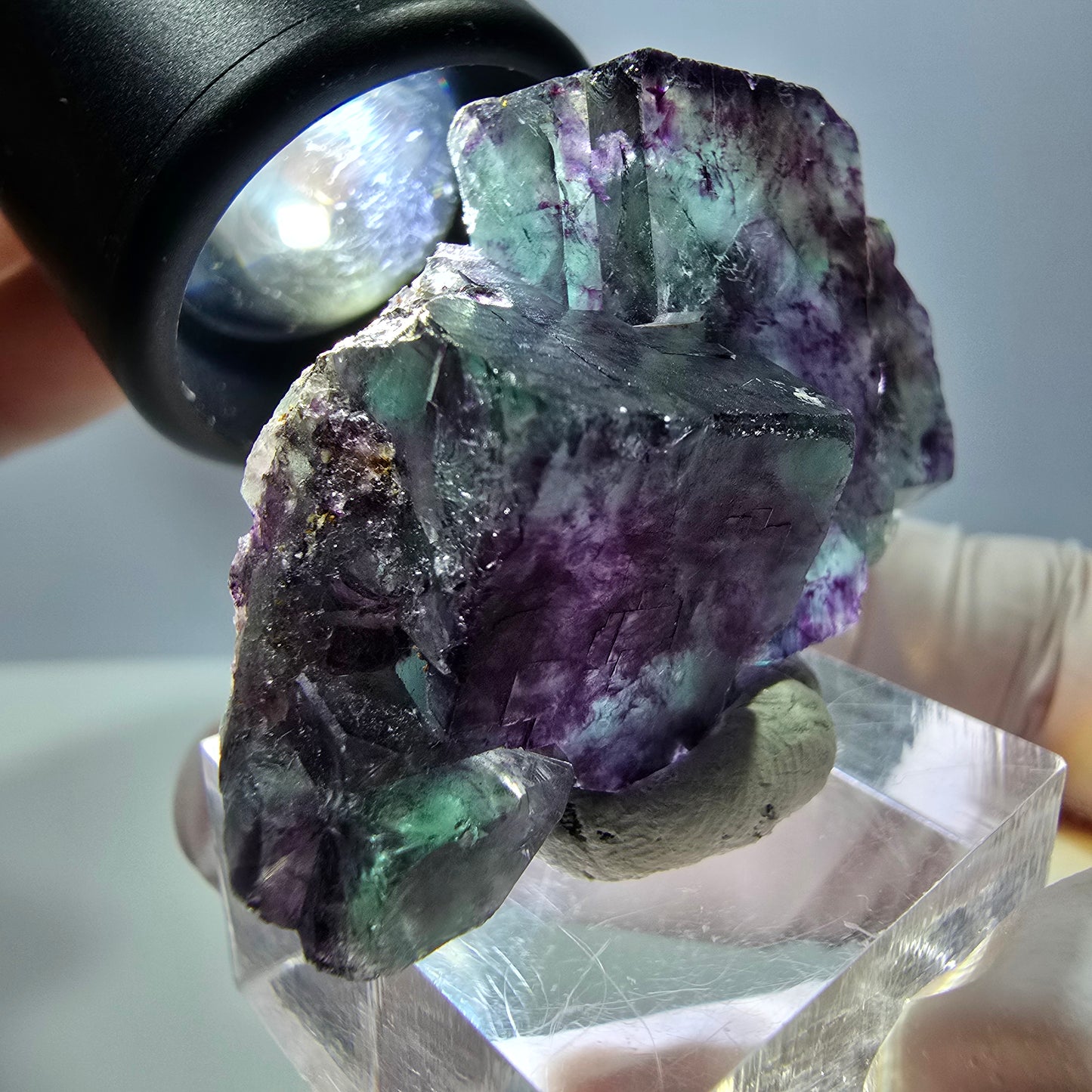 Seltene Fluorit Würfel Stufe, grün lila Okorusu, Namibia 42*30*16mm