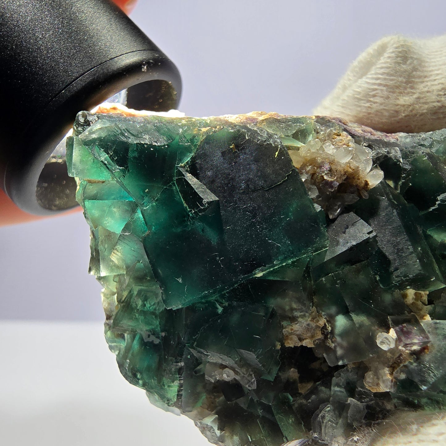 Cube de fluorite fantôme, quartz gradiné, Okorusu, Namibie, 77 x 45 x 22 mm