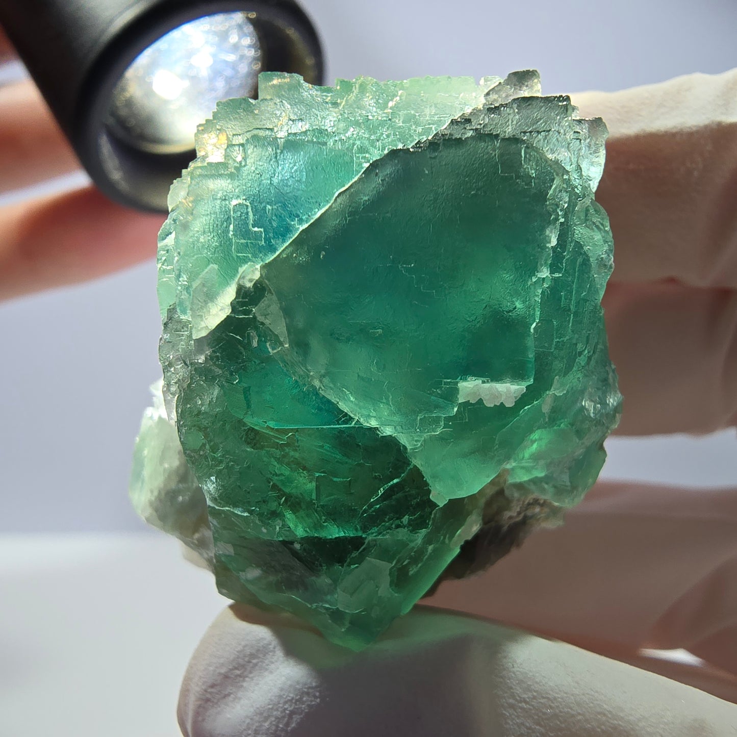 Rare cube de fluorite fantôme, spécimen de quartz vert Okorusu, Namibie, 44 x 40 x 29 mm