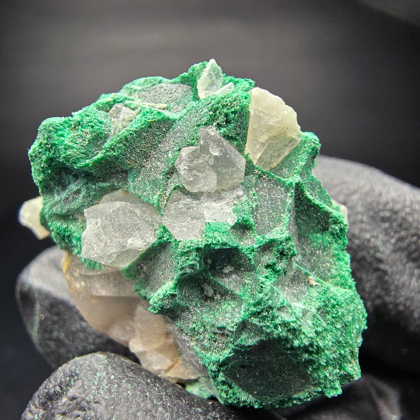 Seltene Malachit Stufe, grün Kaokoveld, Namibia 26*23*15mm Mineraliensammlung