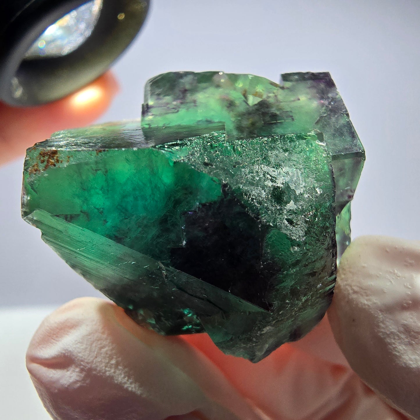 Spécimen de cube de fluorite fantôme parqueté vert violet Okorusu, Namibie 31*28*24mm
