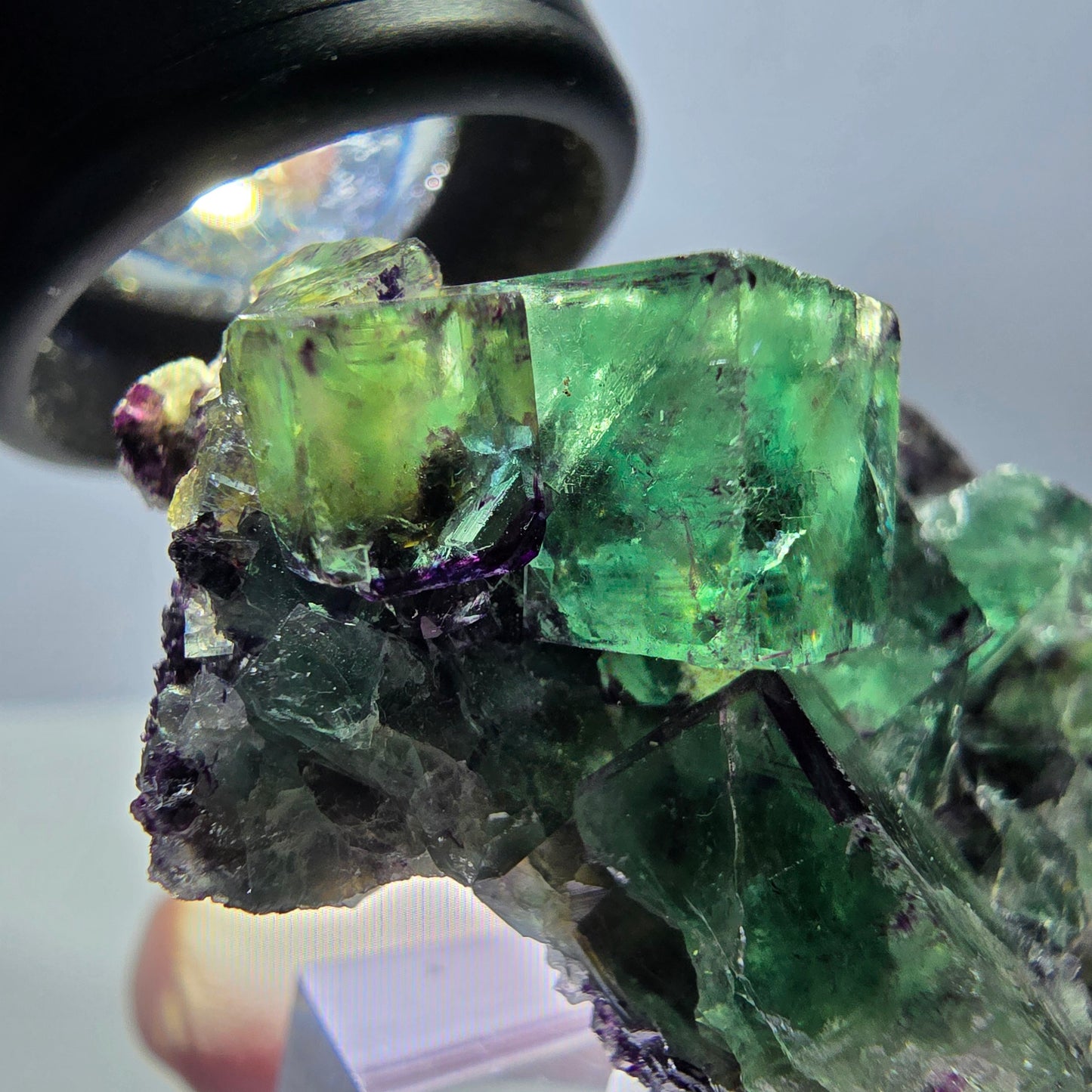 Seltene Fluorit Würfel Stufe, grün lila Okorusu, Namibia 44*35*18mm