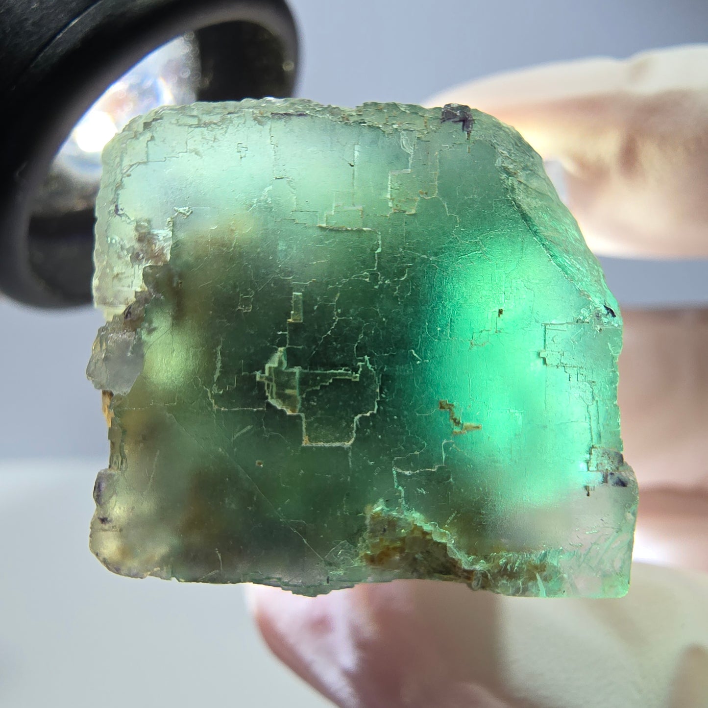 Klarer Phantom Fluorit Würfel parkettiert, grün Okorusu, Namibia 26*25*22mm