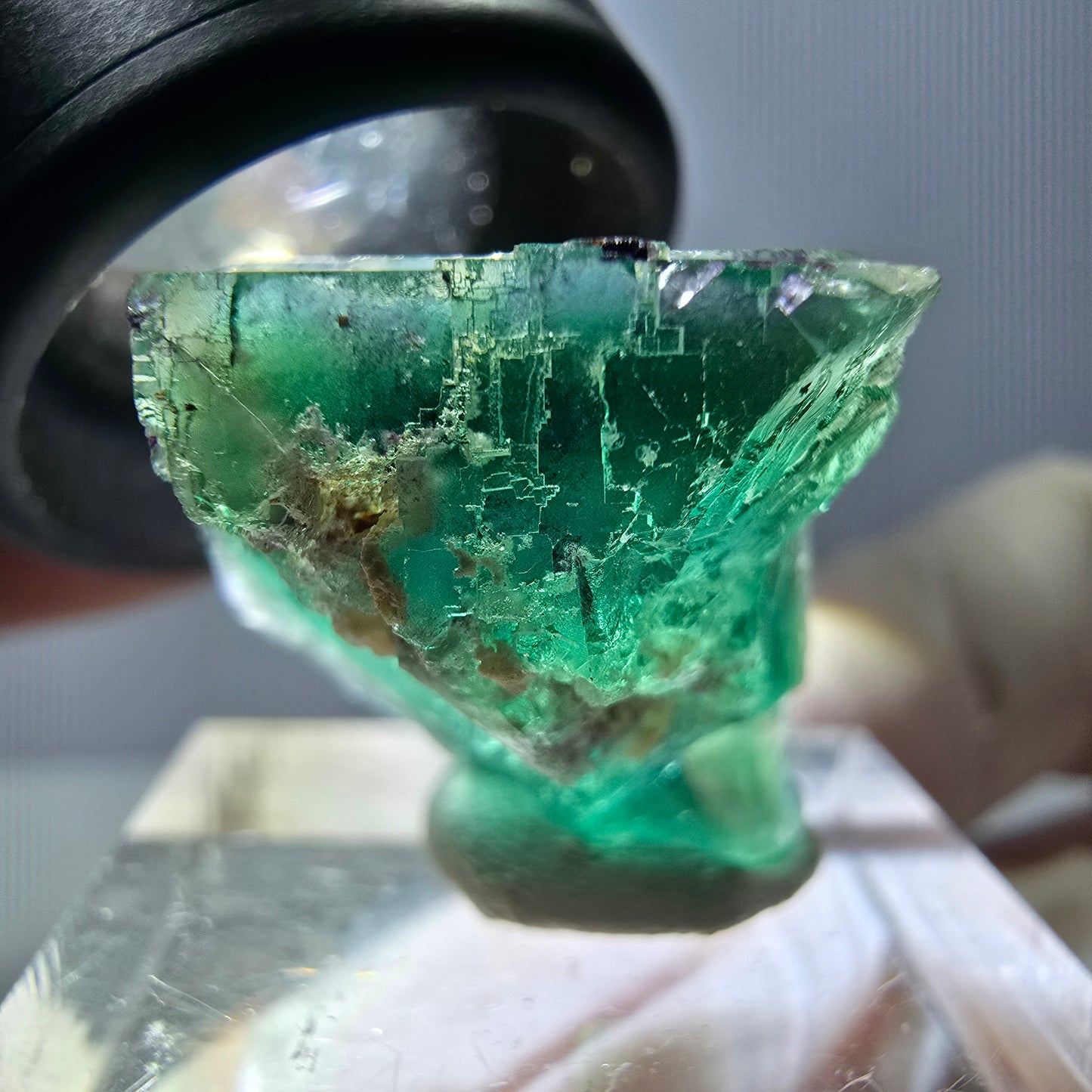 Phantom Fluorit Würfel Stufe, parkettiert grün lila Okorusu, Namibia 20*19*18mm
