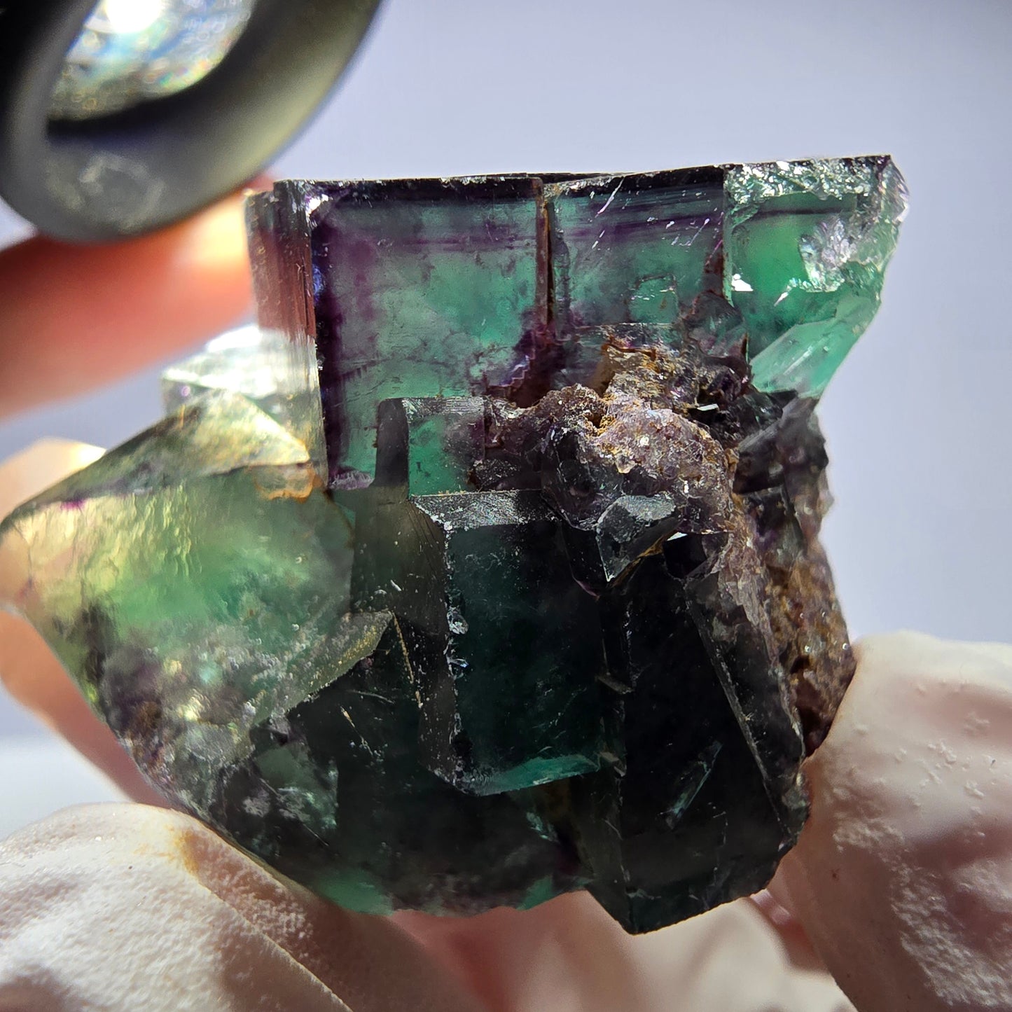 Spécimen de cube de fluorite fantôme parqueté vert violet Okorusu, Namibie 32*31*24 mm