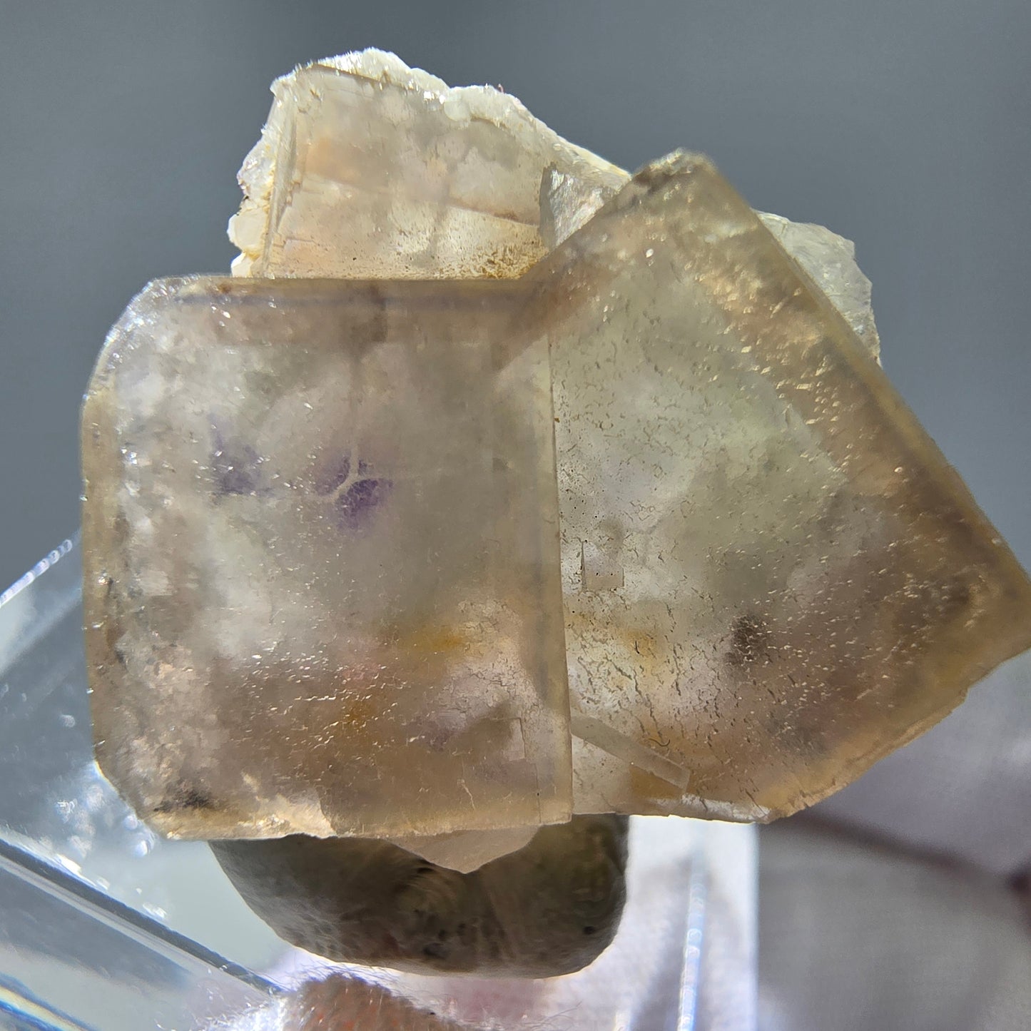 Seltene UV Phantom Fluorit Würfel Stufe lila gelb Brandberg, Namibia 21*21*12mm