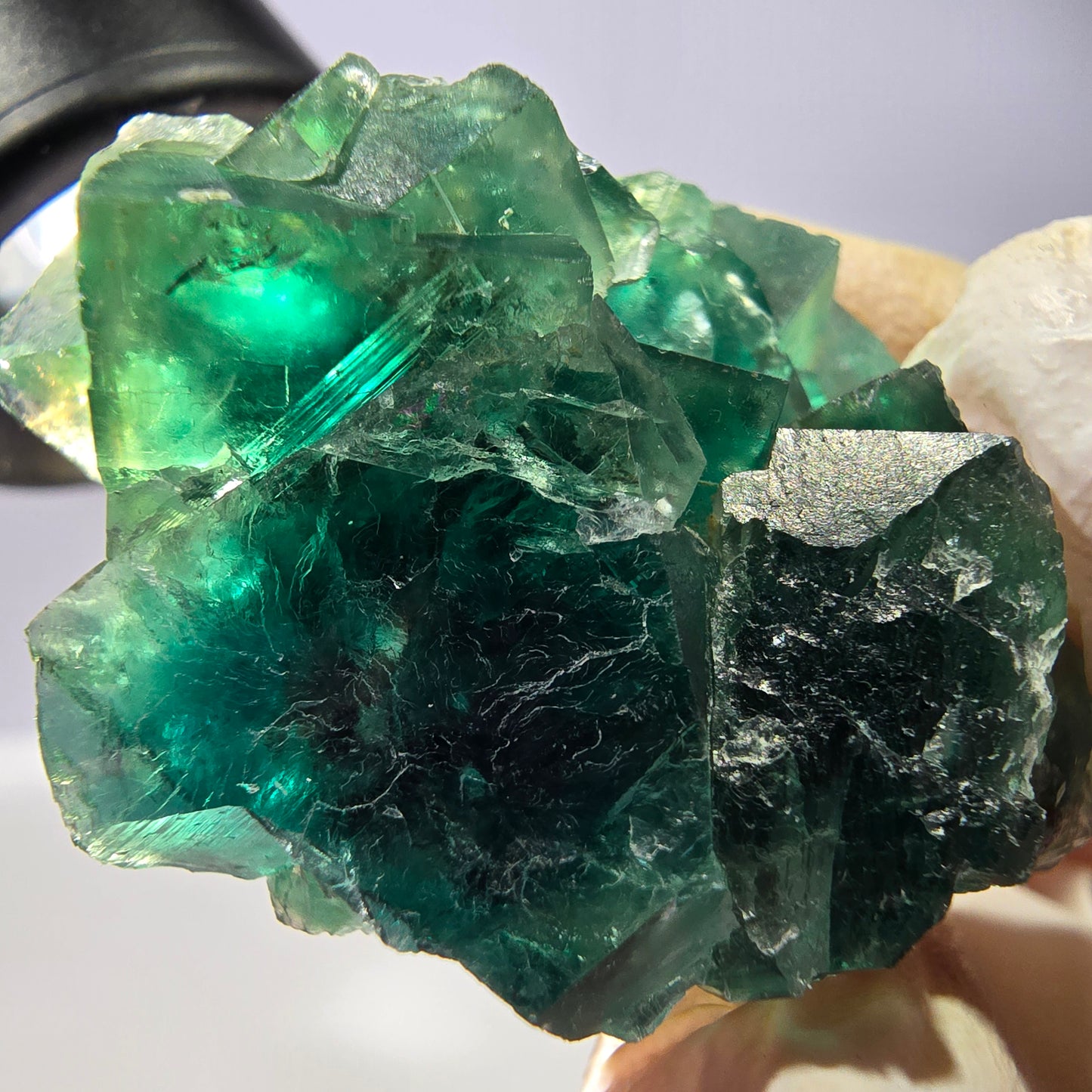 Spécimen de cube de fluorite fantôme transparente, vert Okorusu, Namibie 44 x 34 x 21 mm