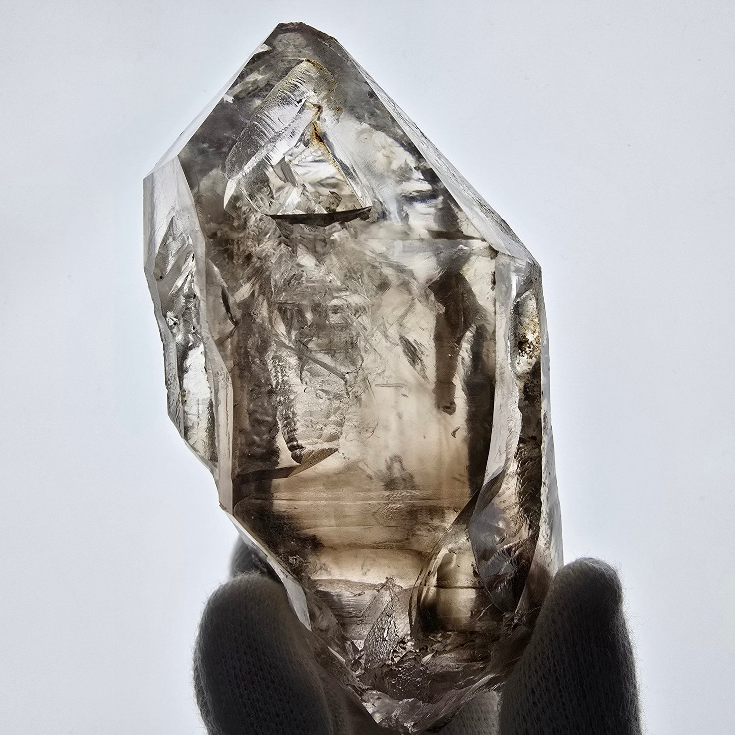 Sceptre DT Enhydro Skeleton Smoky Quartz 4x Bubble (grand) Valentine Pocket Namibie 106*53*46mm