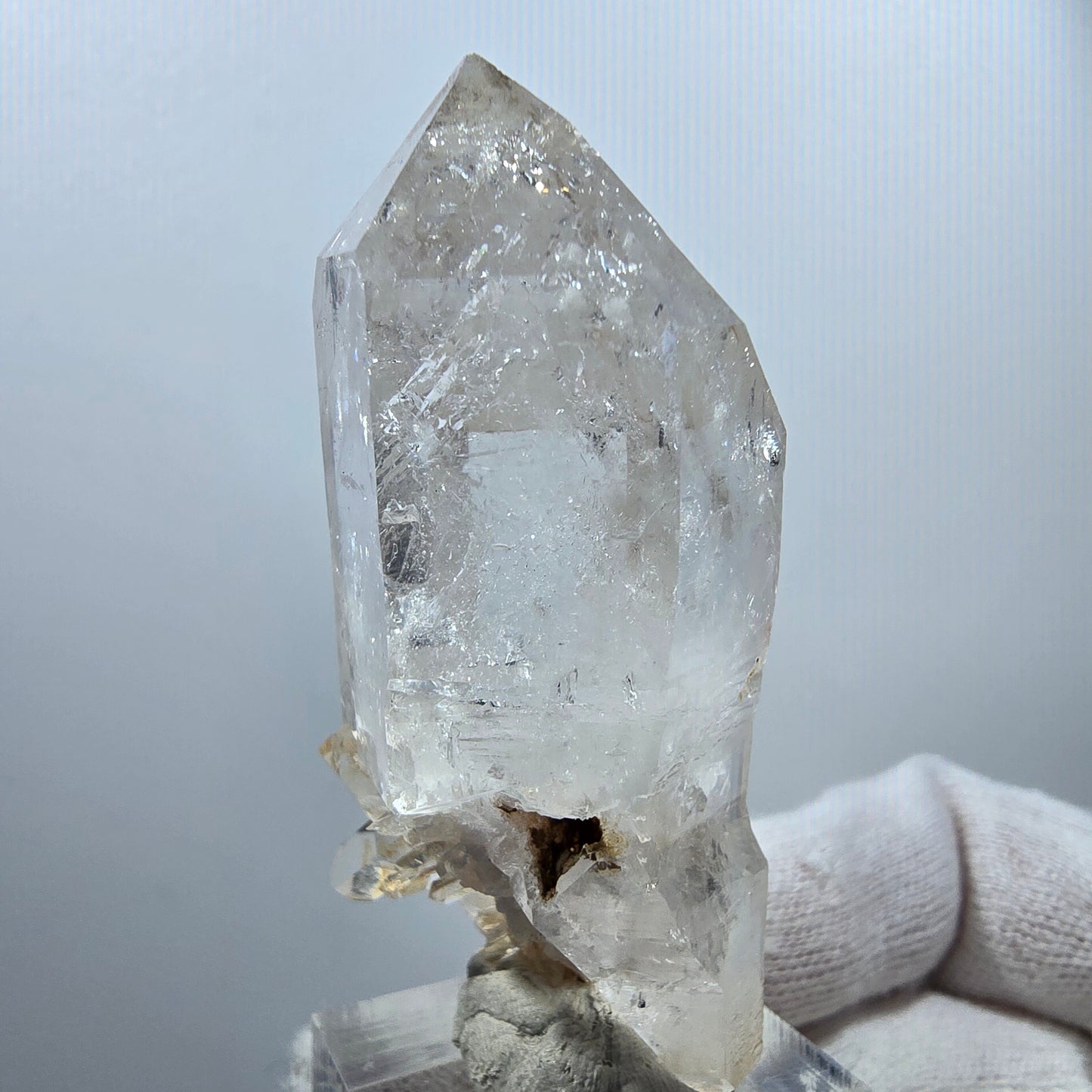 Sceptre DT en quartz fumé fantôme Enhydro, poche en calcite Valentine Goboboseb Namibie 60 x 27 x 22 mm