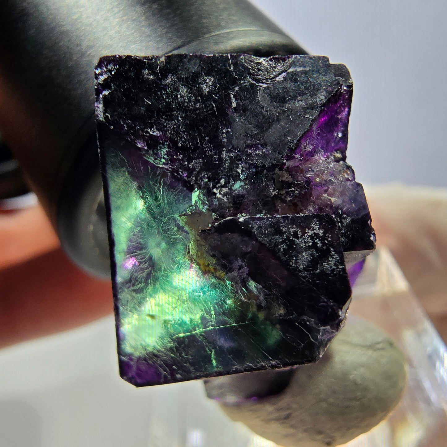 Phantom Fluorit Würfel Stufe grün lila zonal 11:11 Angel Pocket, Namibia 31*22*19mm