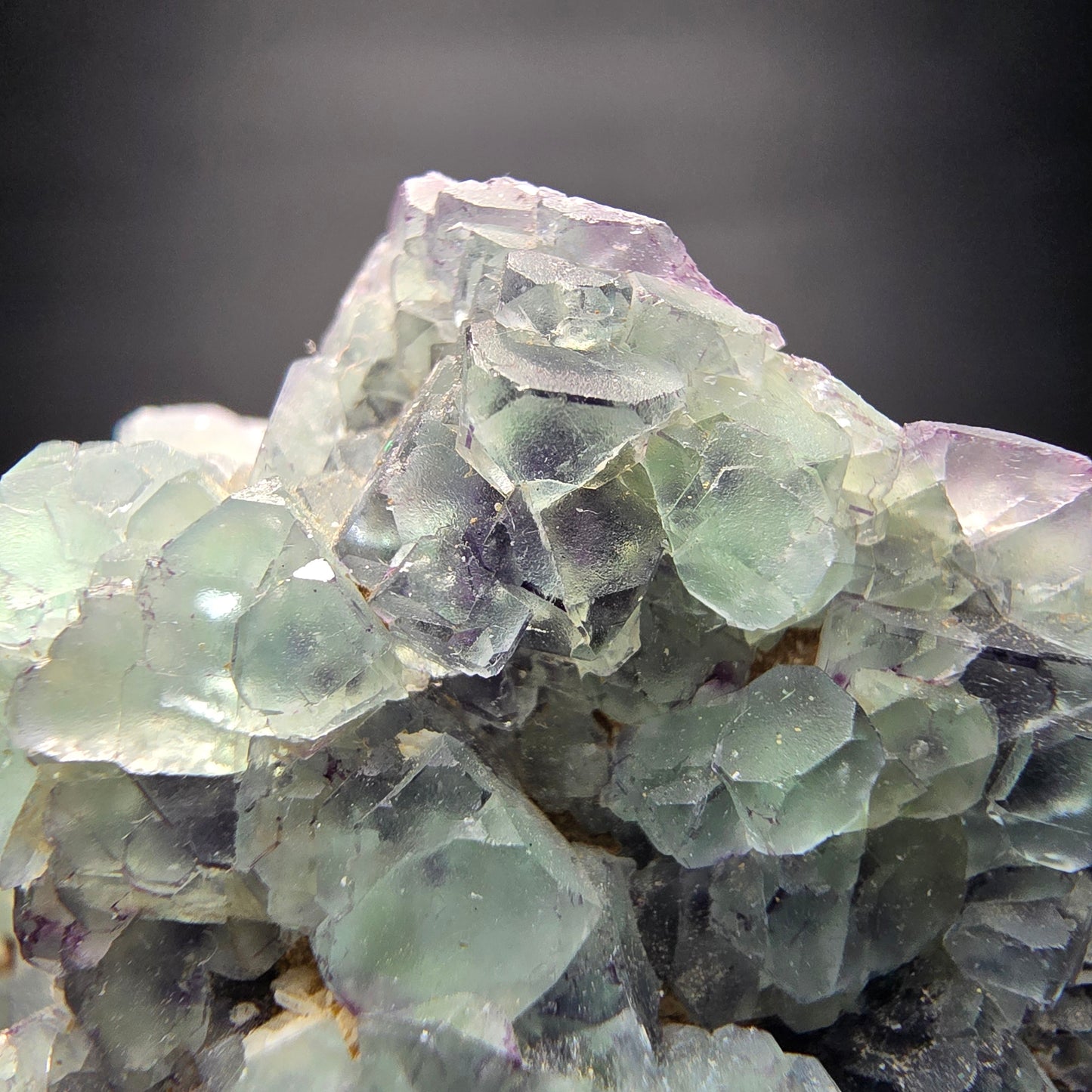 Phantom Fluorit Würfel gün lila, Hyalit Stufe Erongo Namibia 43*34*33mm Sammlung