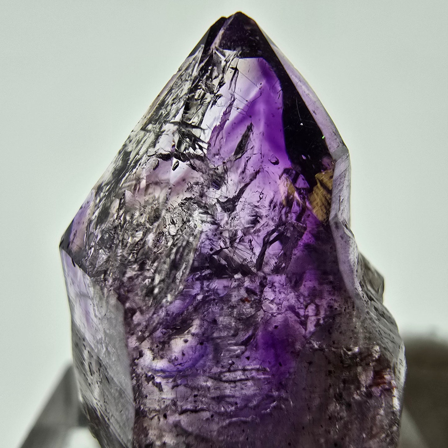 Pointe de sceptre d'améthyste fantôme Enhydro, 1x Bubble Brandberg, Namibie 27 x 17 x 11 mm