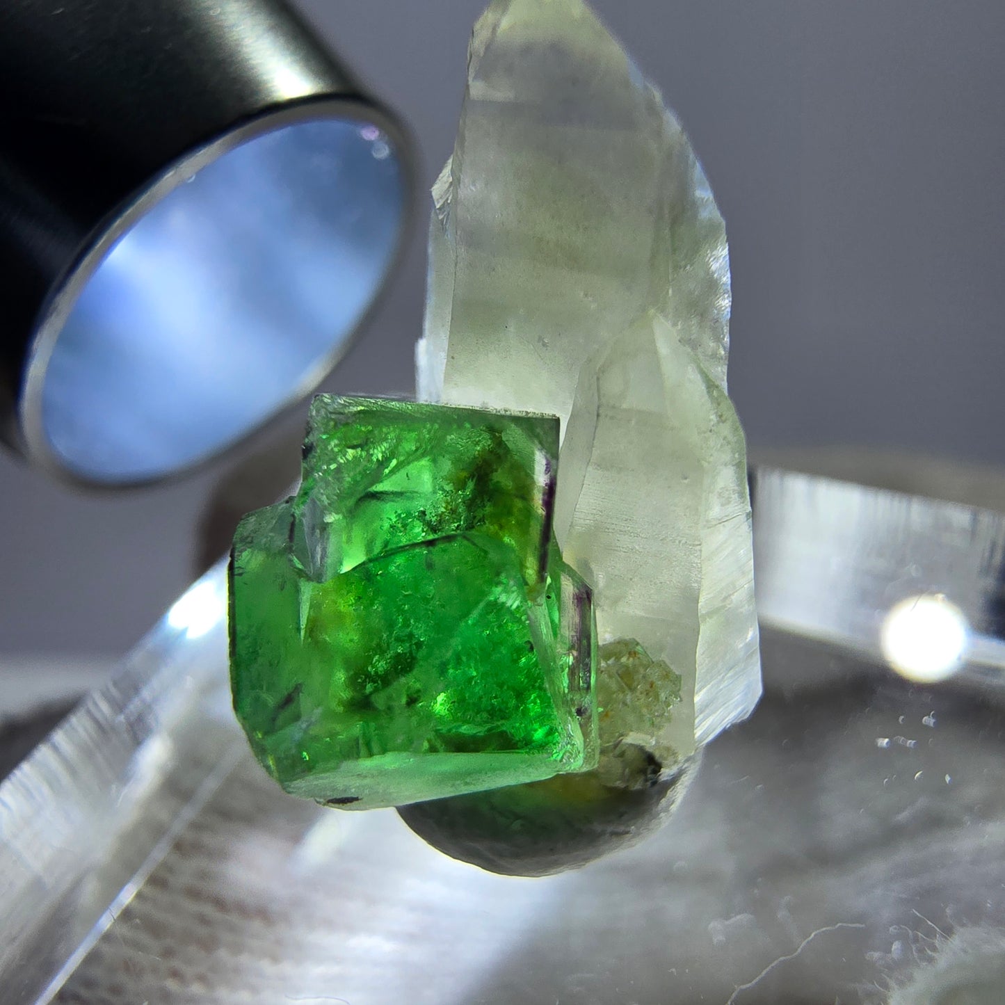 Cube de fluorite fantôme, spécimen de quartz fumé, Erongo, Namibie, 19 x 10 x 12 mm