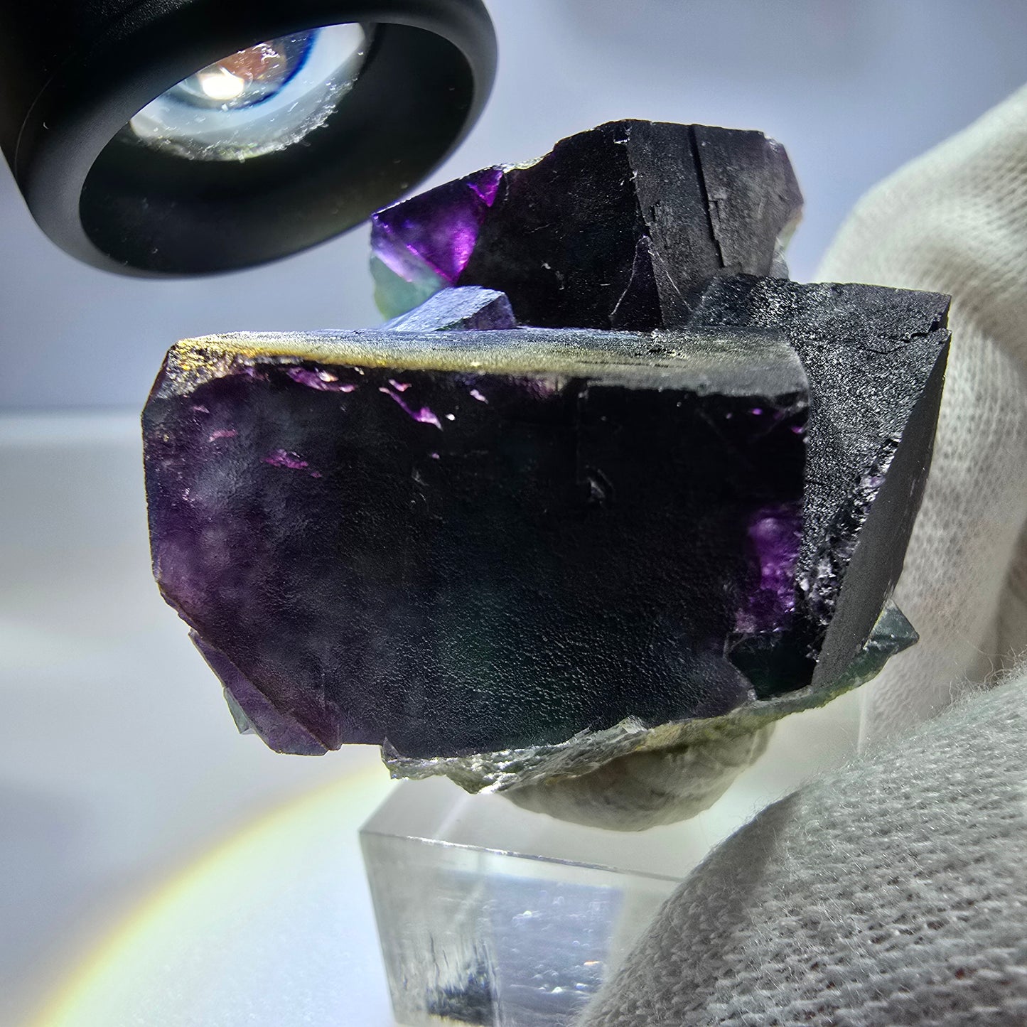 Seltene Phantom Fluorit Würfel Stufe zonal grün lila Okorusu, Namibia 49*38*37mm
