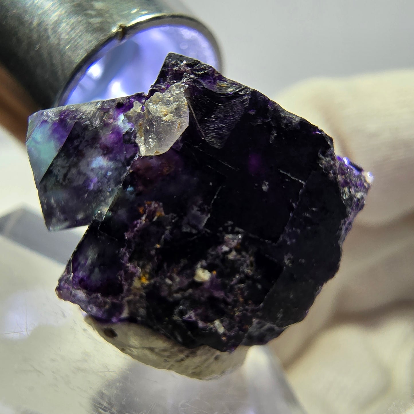 Spécimen de cube de fluorite fantôme zonal, vert violet Okorusu, Namibie 22*21*19mm