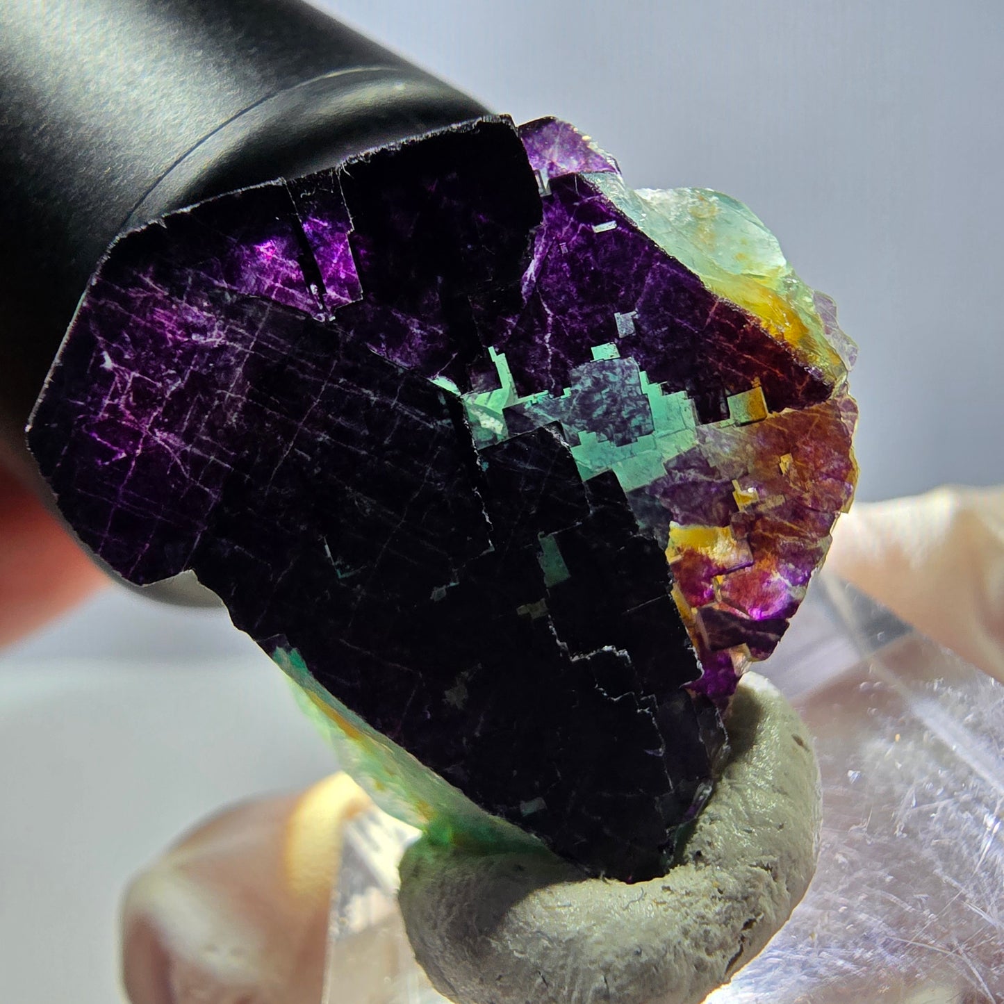 Phantom Fluorit Würfel Stufe grün lila zonal 11:11 Angel Pocket, Namibia 27*23*18mm