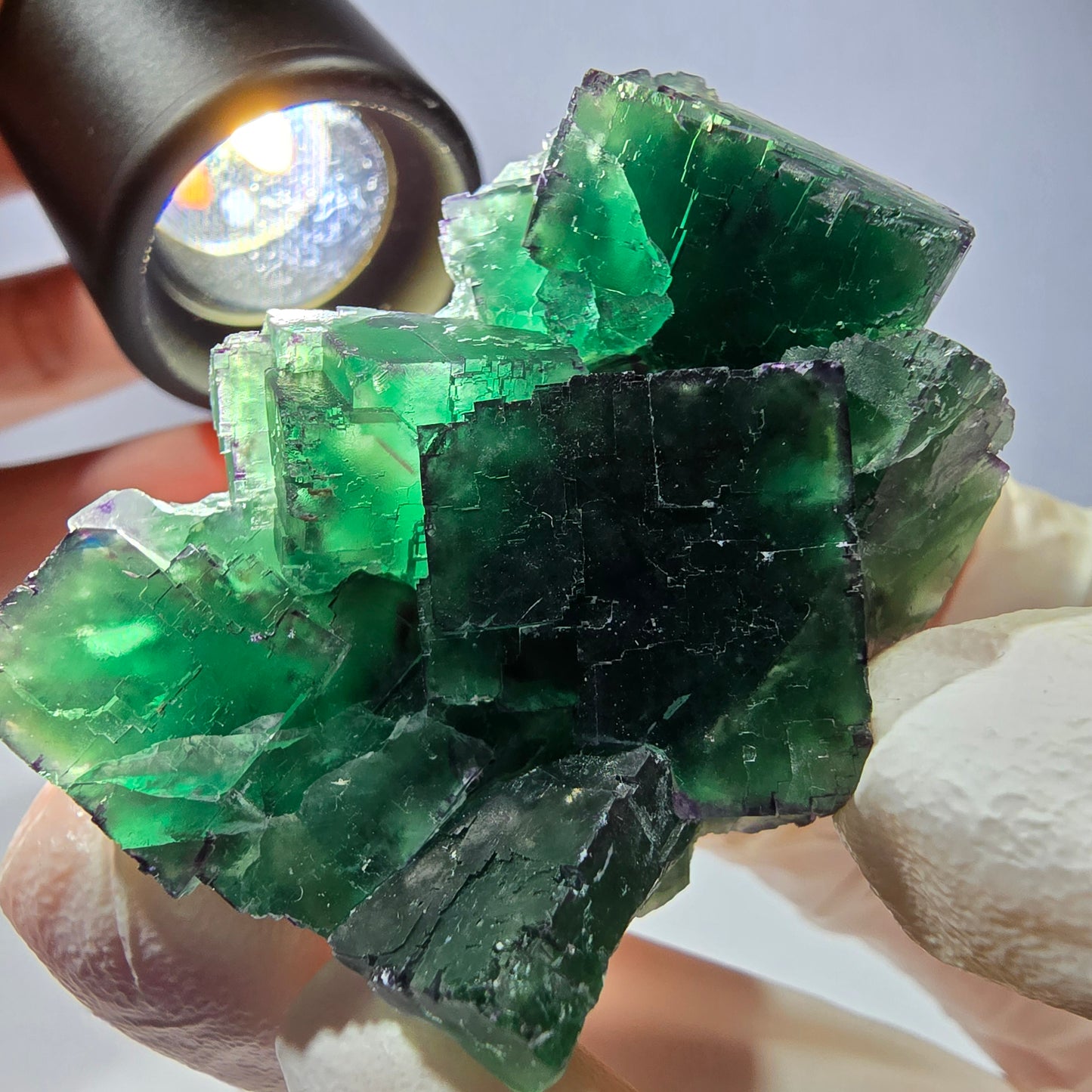 Spécimen de cube de fluorite fantôme, parqueté, zonal Okorusu, Namibie 51*38*29mm
