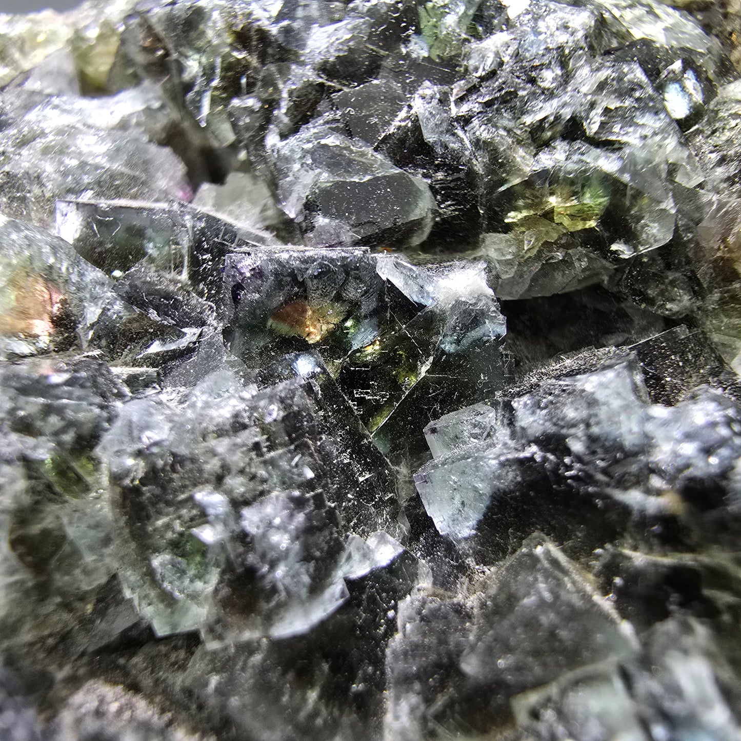 Schöne Phantom Fluorit Würfel Stufe grün braun Okorusu, Namibia 70*68*15mm