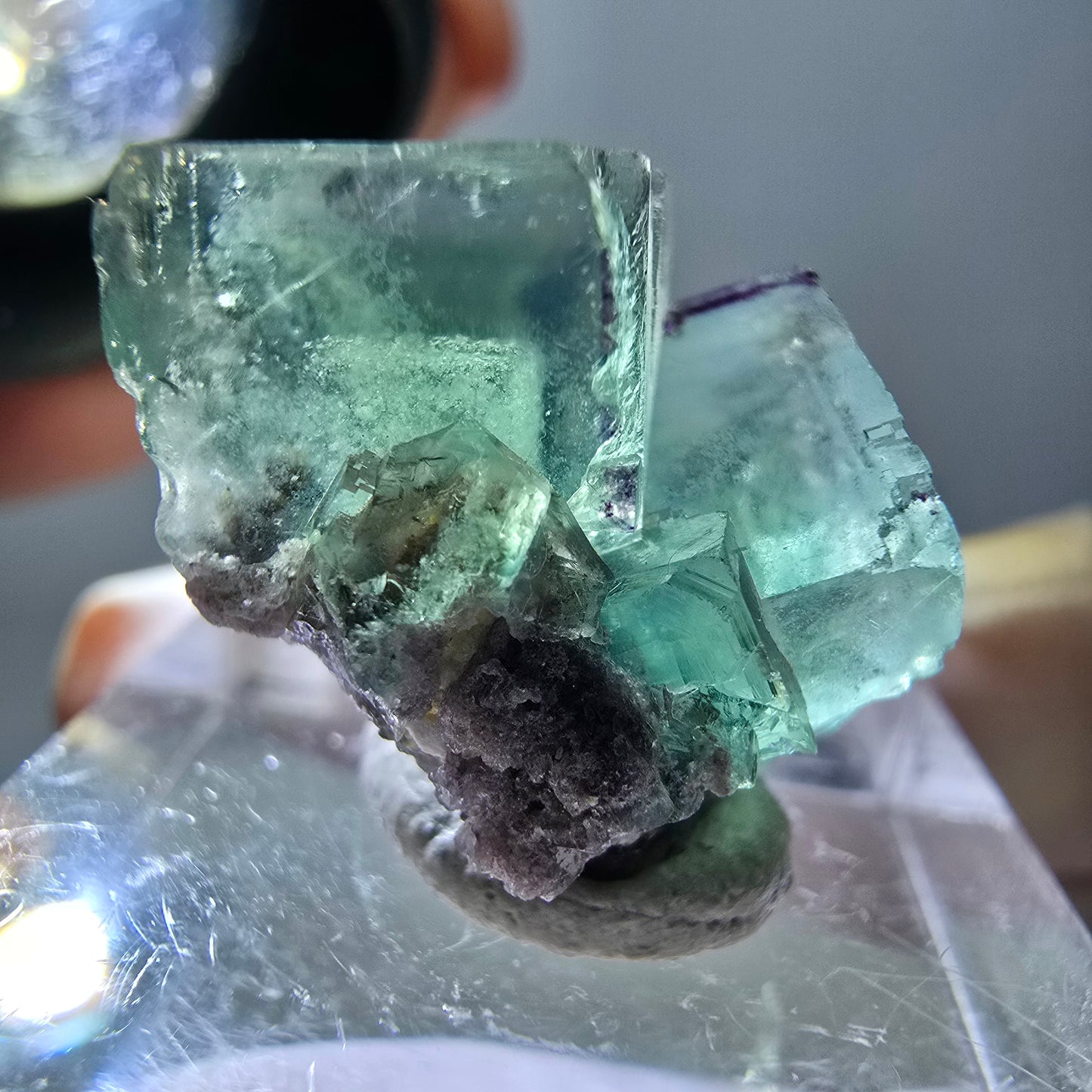 Phantom Fluorit Würfel Stufe, parkettiert, zonal Okorusu, Namibia 21*17*16mm