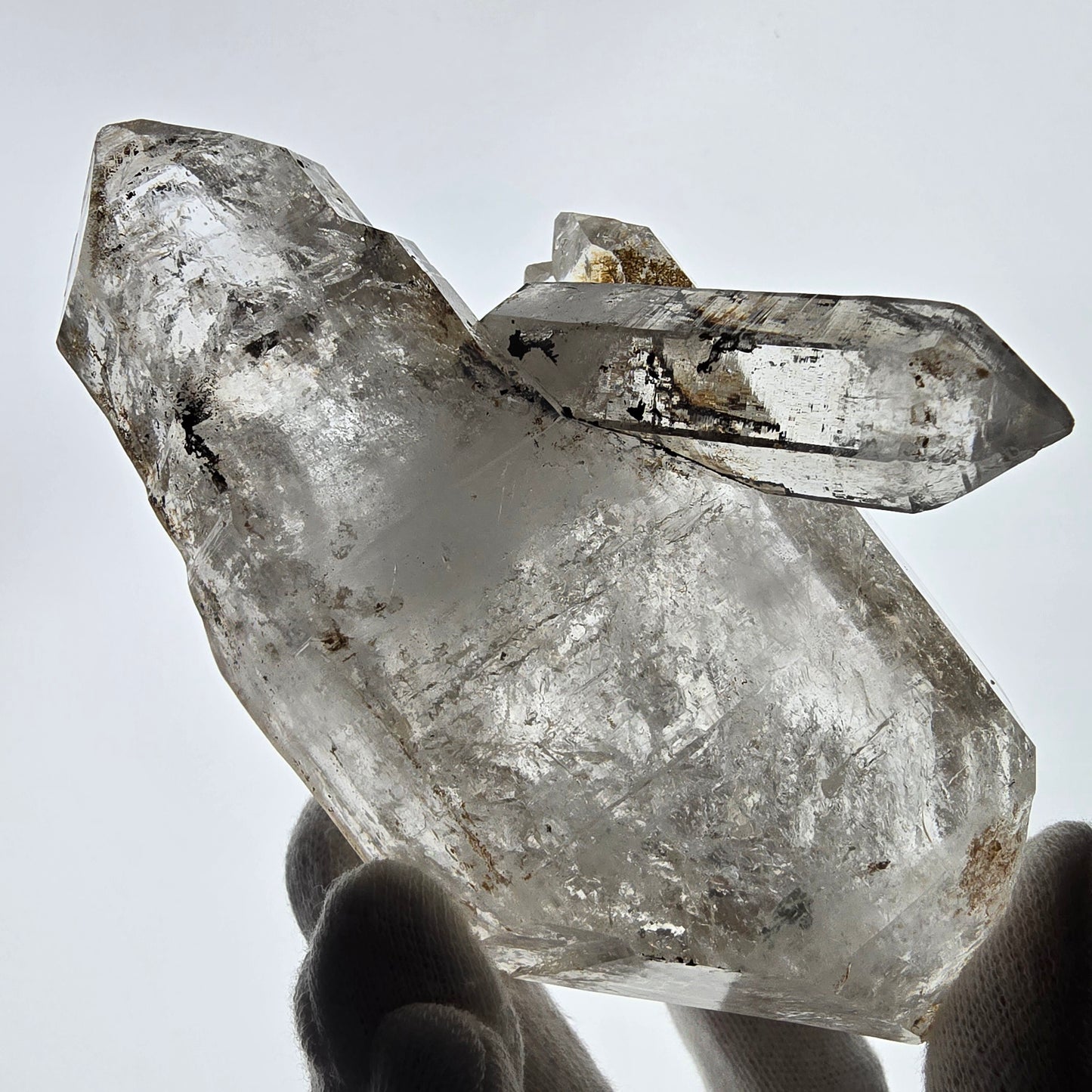 Sceptre DT Enhydro Skeleton Smoky Quartz 3x Bubble (grand) Valentine Pocket Namibie 131*70*52mm