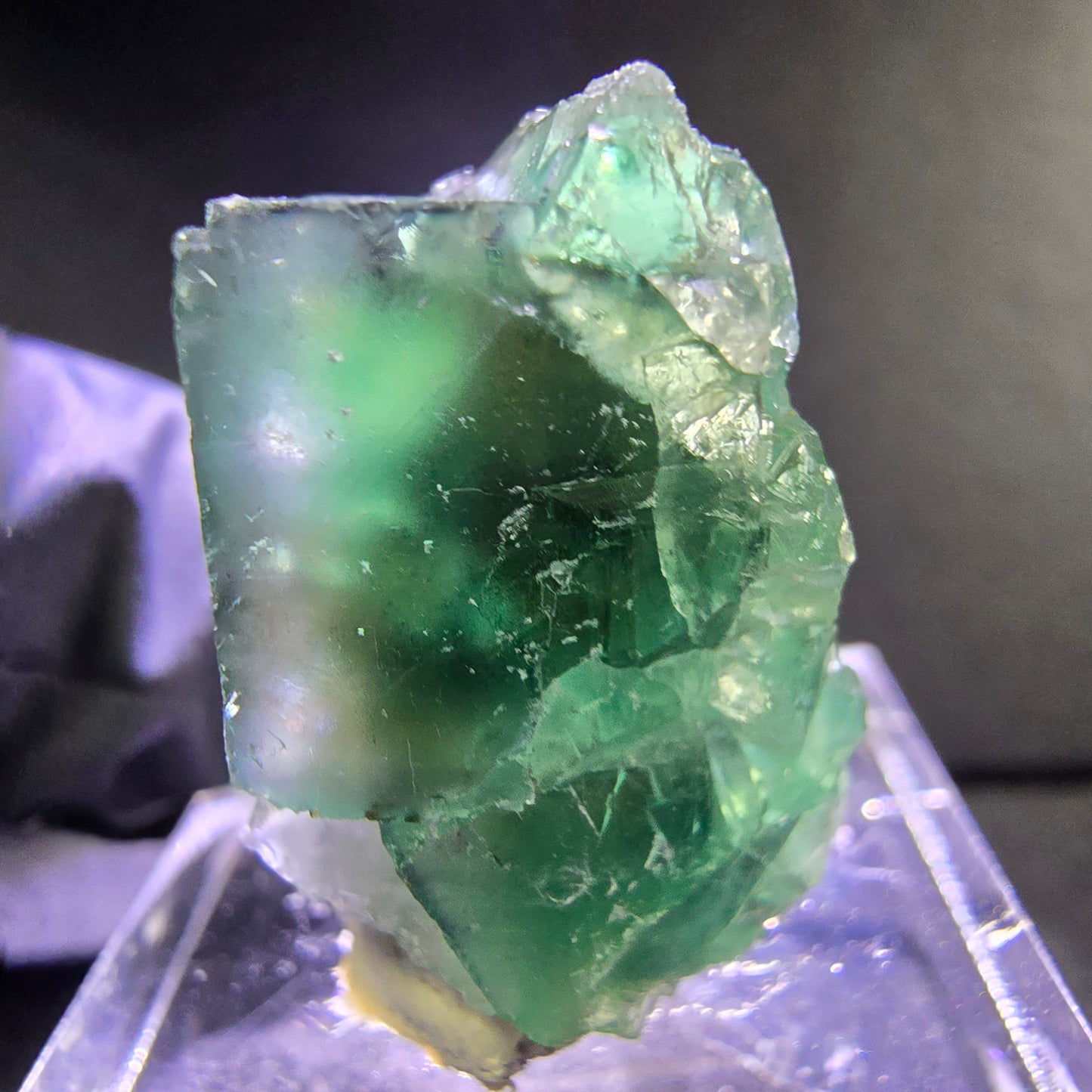 Seltene Phantom Fluorit Würfel Stufe grün 22*14*12mm Okorusu, Namibia Sammlung