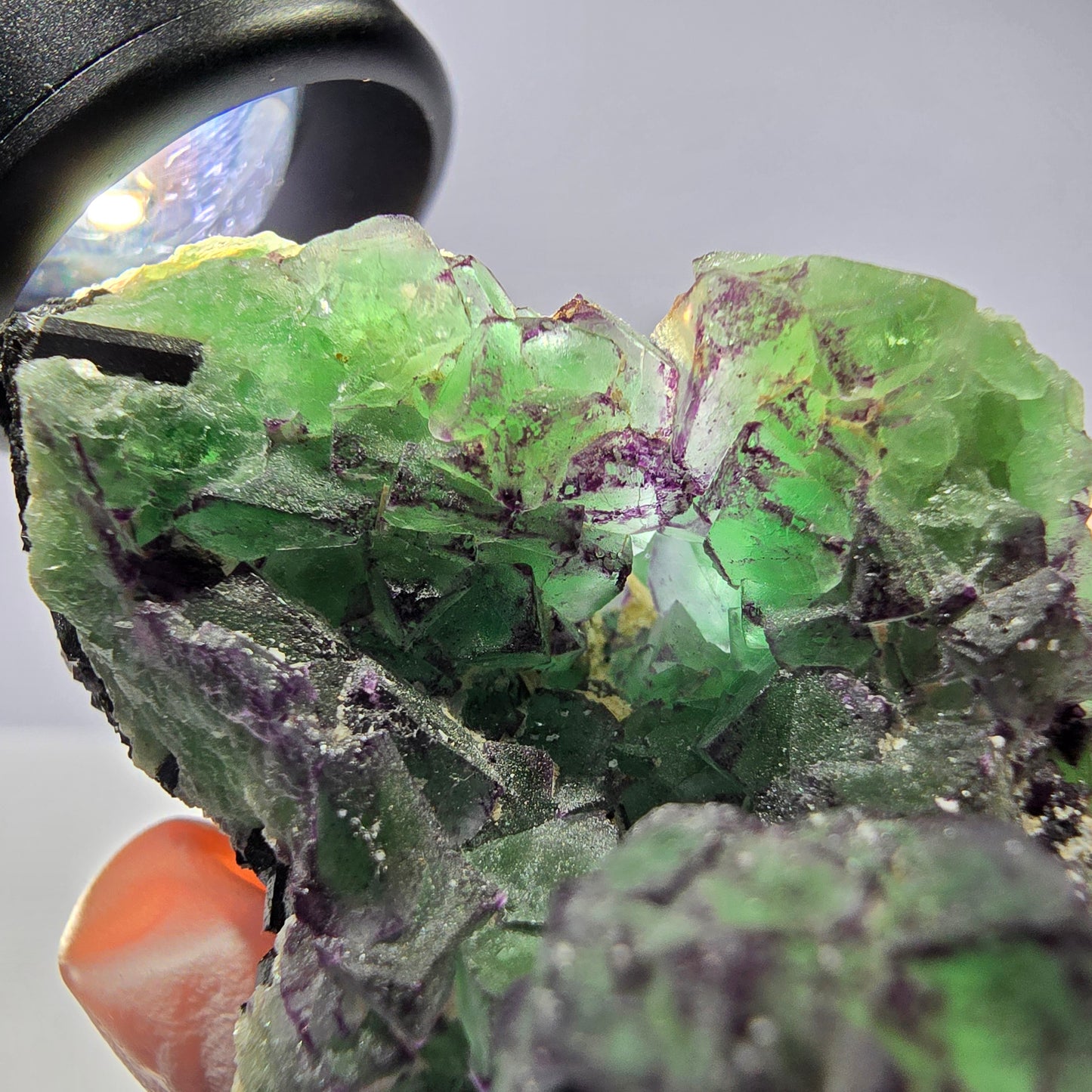 Cube de fluorite fantôme, zonal, muscovite, spécimen de tourmaline Schorl, Erongo, Namibie, 50 x 36 x 36 mm