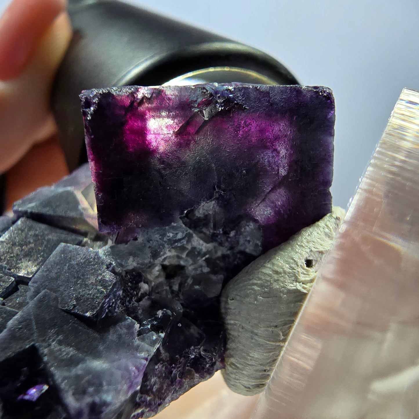 Spécimen rare de cube de fluorite, vert violet, Okorusu, Namibie 43 x 27 x 22 mm