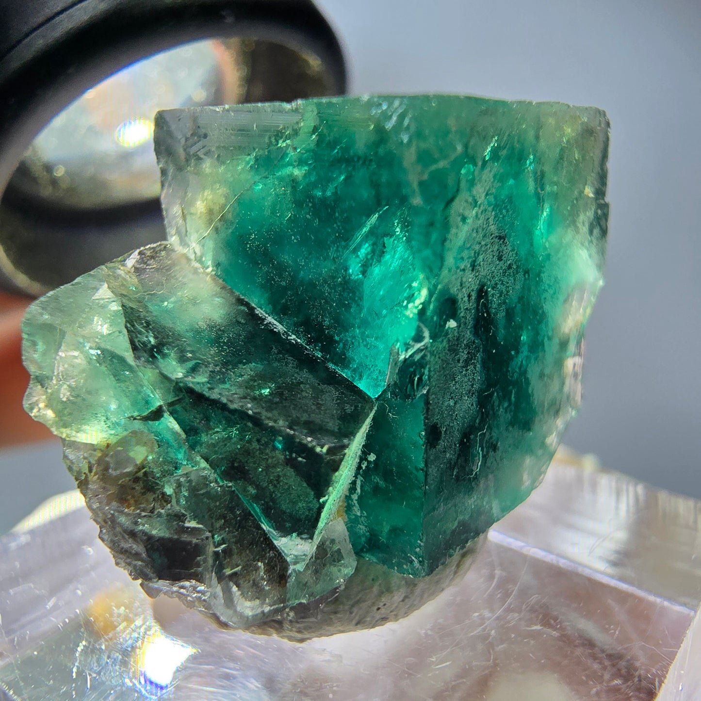 Seltene Phantom Fluorit Würfel Stufe, grün Okorusu, Namibia 23*19*15mm