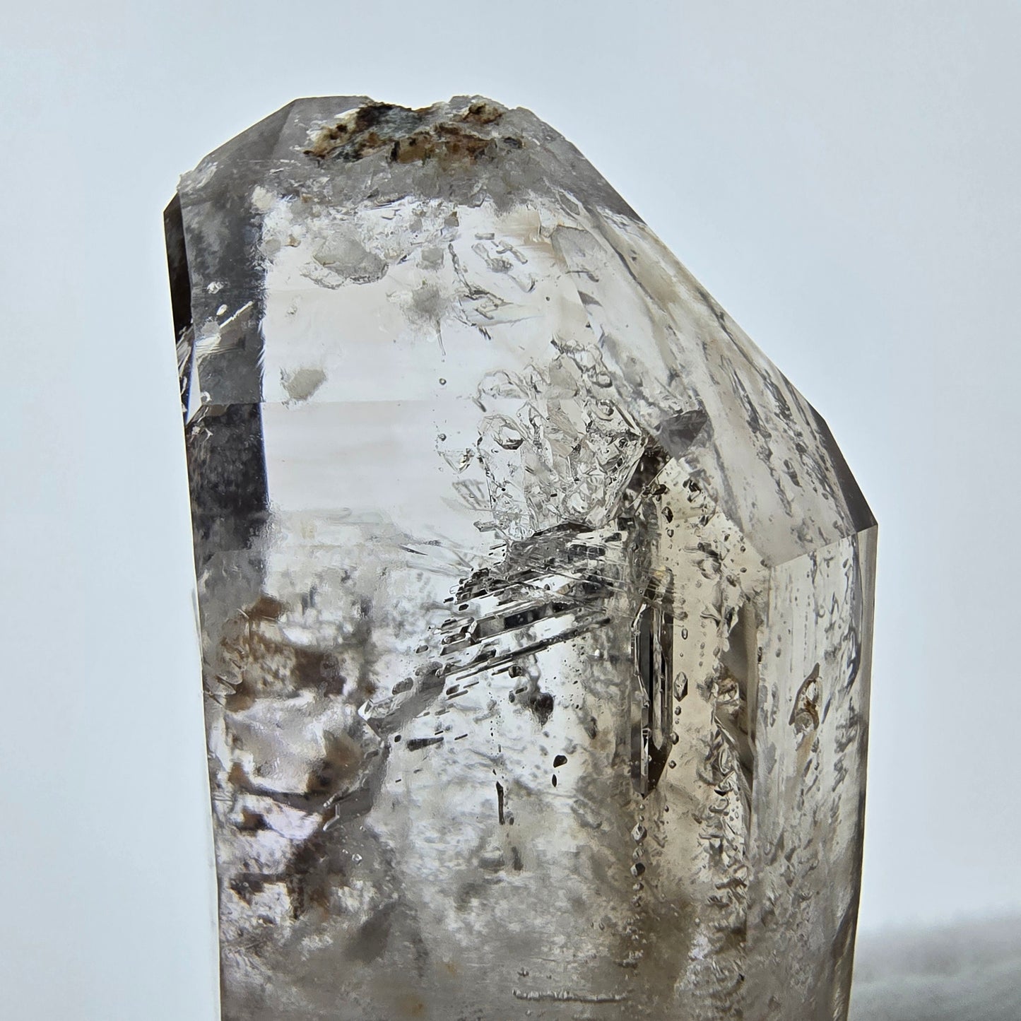 Enhydro Phantom Smoky Quartz Sceptre Tip 3x Bubble Goboboseb, Namibie 51*26*14mm