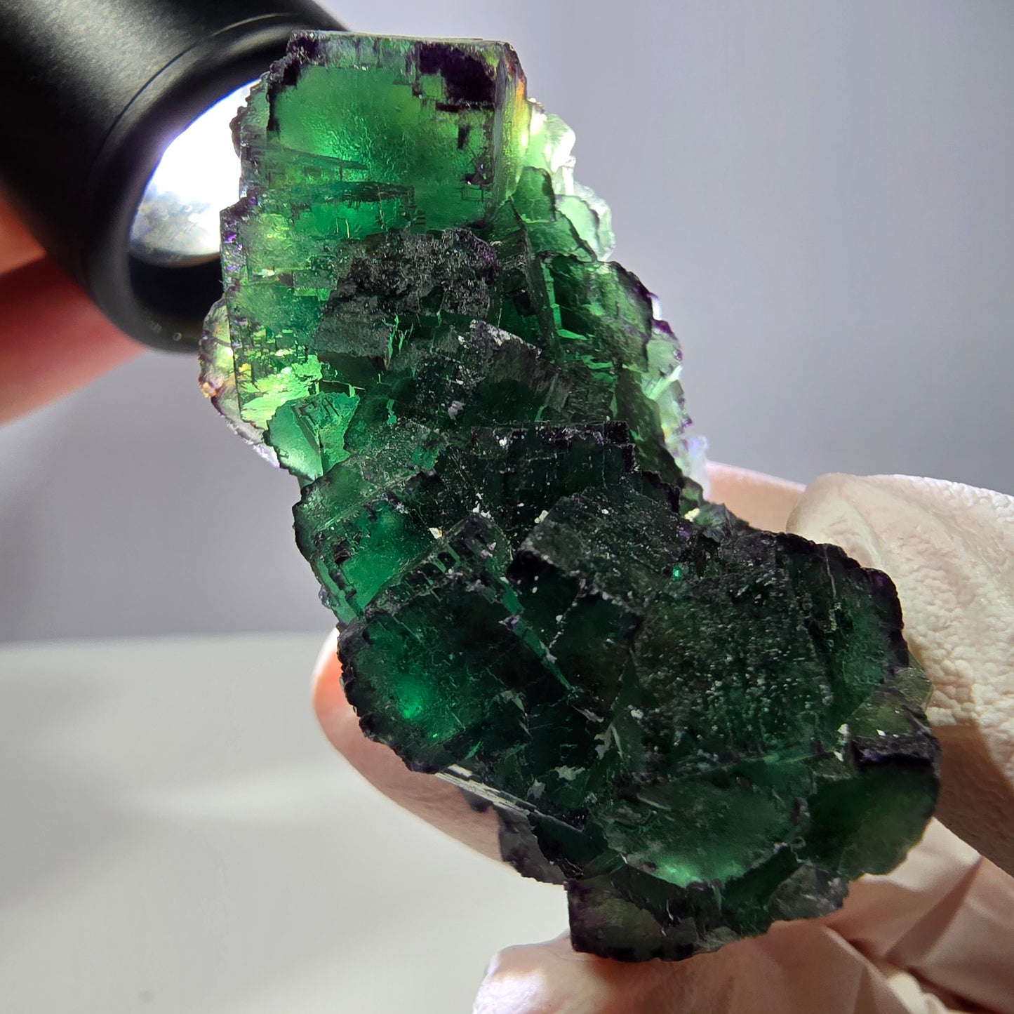 Spécimen de cube de fluorite fantôme, parqueté, zonal Okorusu, Namibie 51*34*28mm