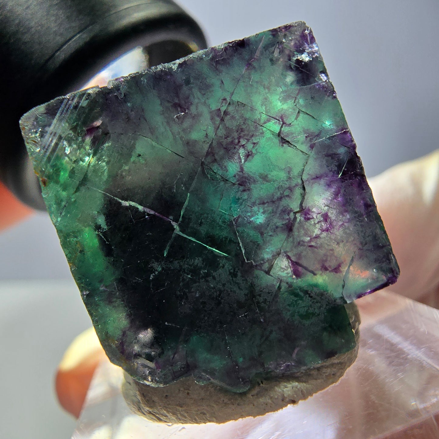 Phantom Fluorite cube parquetted, green purple Okorusu, Namibia 22*21*20mm