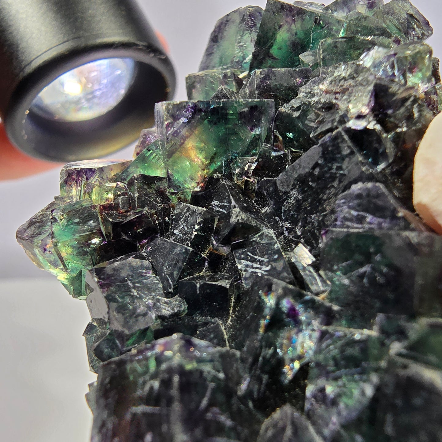 Phantom Fluorite Cube Specimen, parquetted green purple Okorusu, Namibia 52*41*18mm