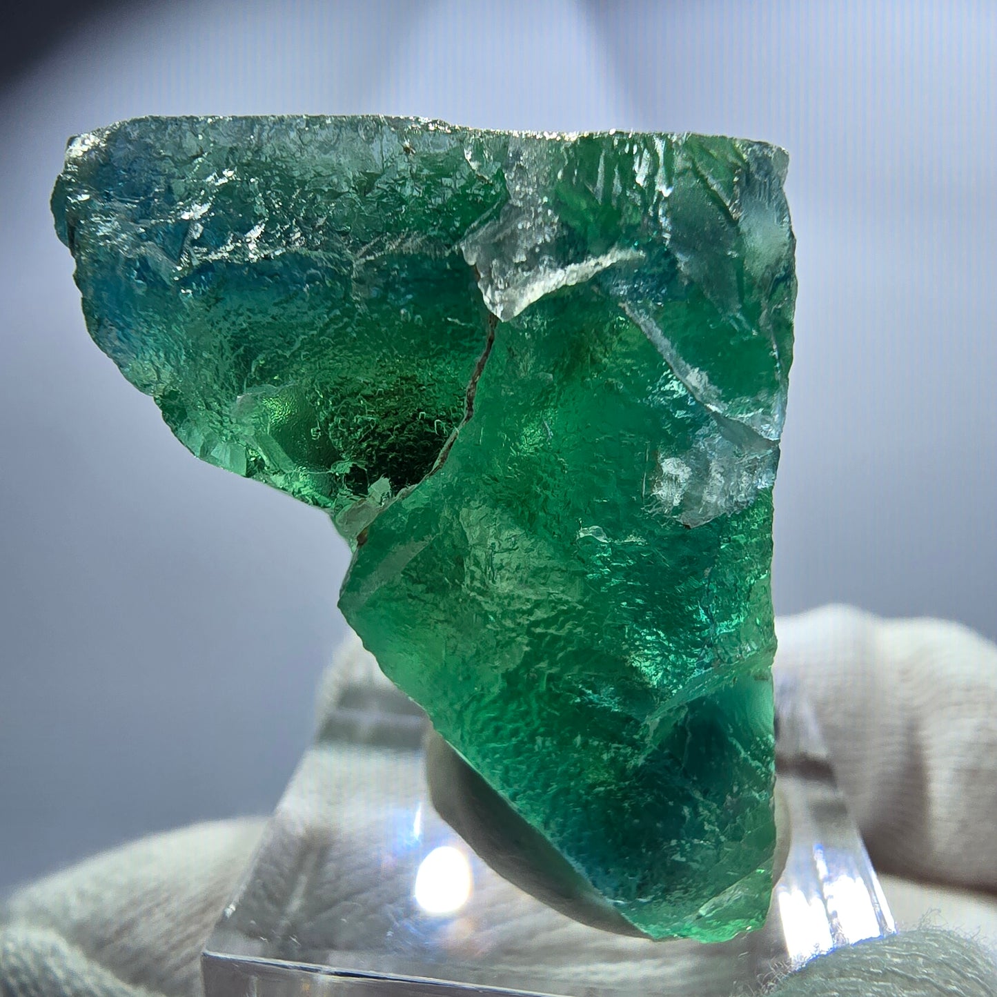 Rare cube de fluorite fantôme, vert turquoise, Okorusu, Namibie, 42 x 31 x 26 mm