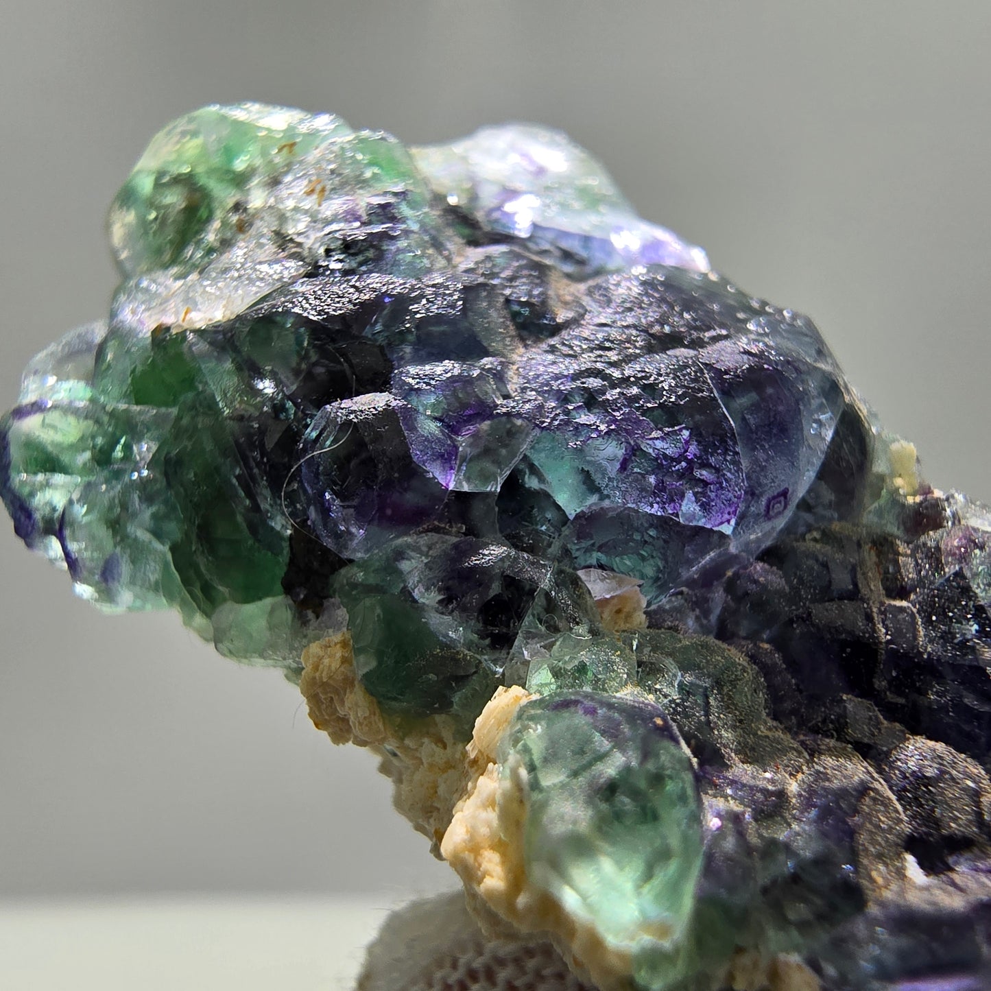 Phantom Fluorit grün blau, Orthoklas Stufe Erongo, Namibia 55*45*26mm Sammlung