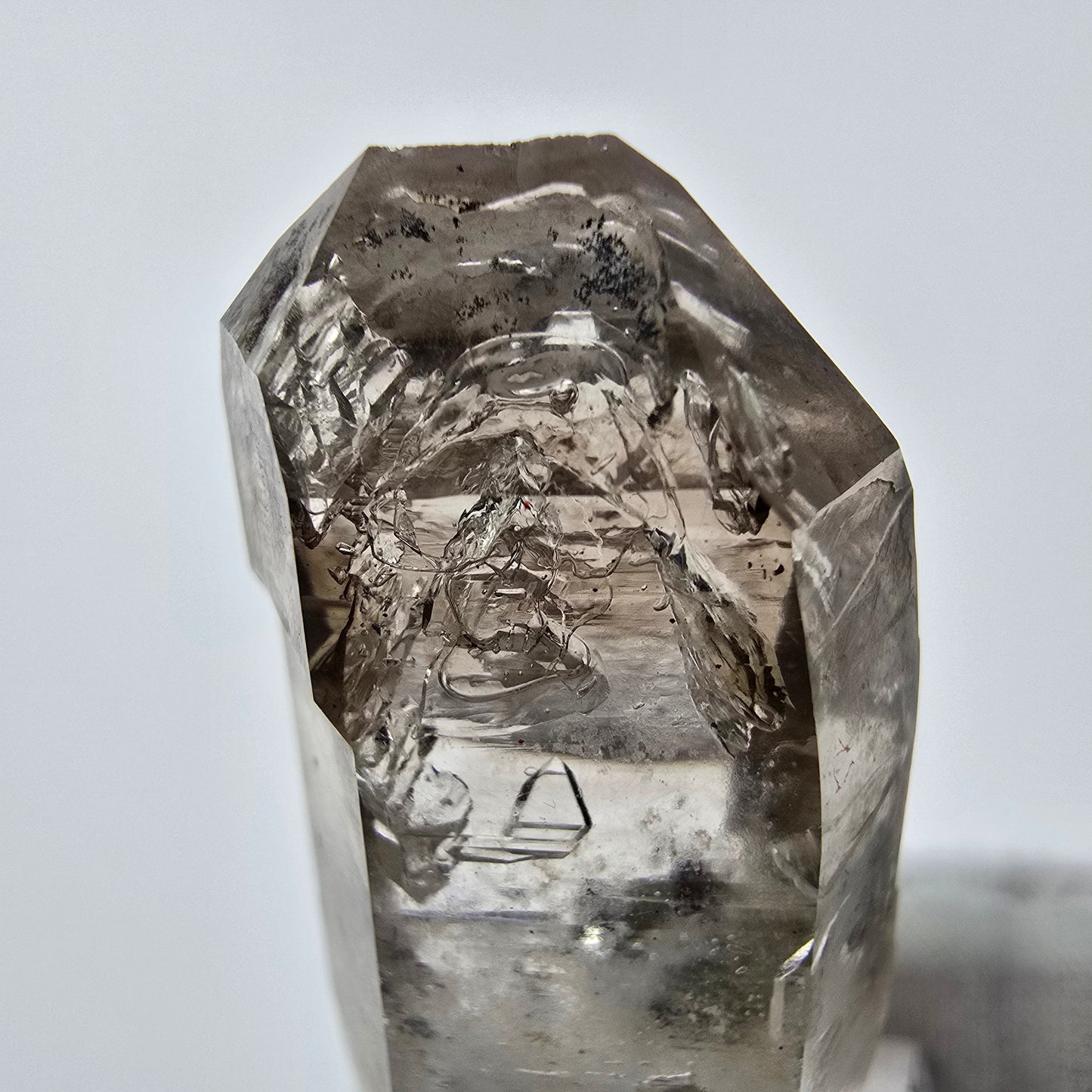 Enhydro Phantom Smoky Quartz Sceptre Tip 1x Bubble Goboboseb, Namibie 46*19*16mm