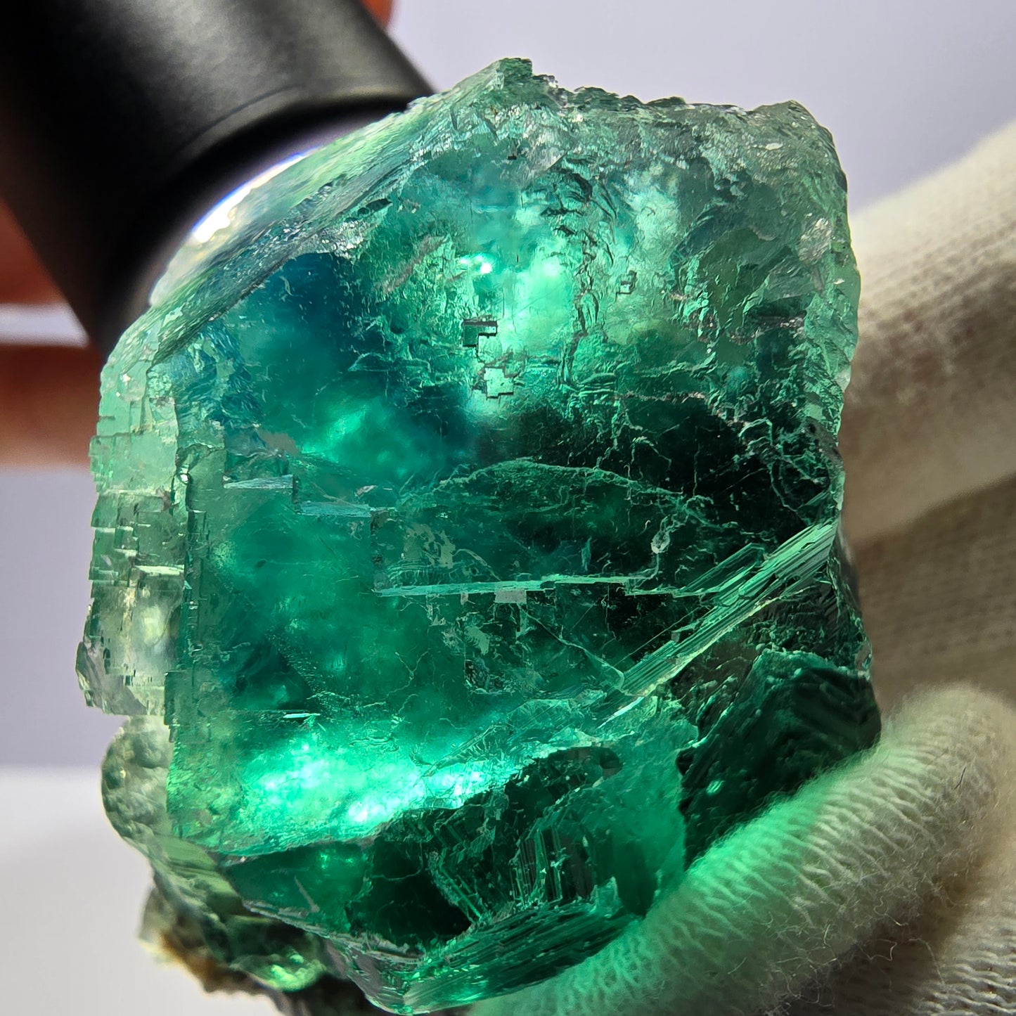 Rare spécimen de cube de fluorite fantôme, parqueté vert Okorusu, Namibie, 44 x 44 x 38 mm