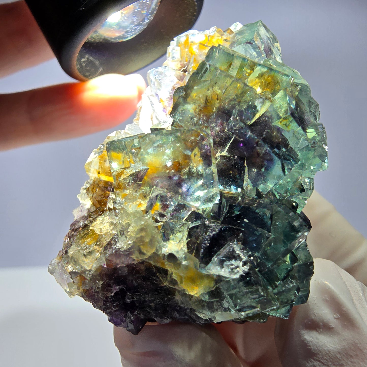 Spécimen de cube de fluorite fantôme très clair parqueté Okorusu, Namibie 49*36*26mm