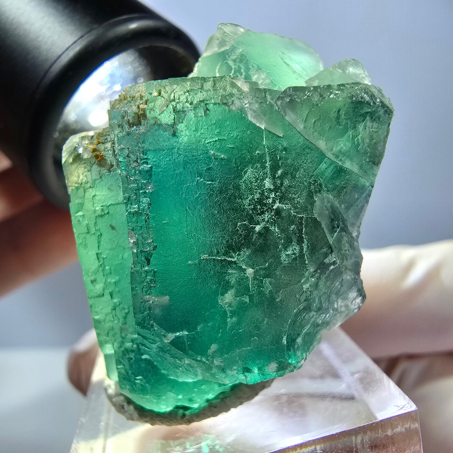 Seltene Phantom Fluorit Würfel Stufe, grün Okorusu, Namibia 41*37+21mm