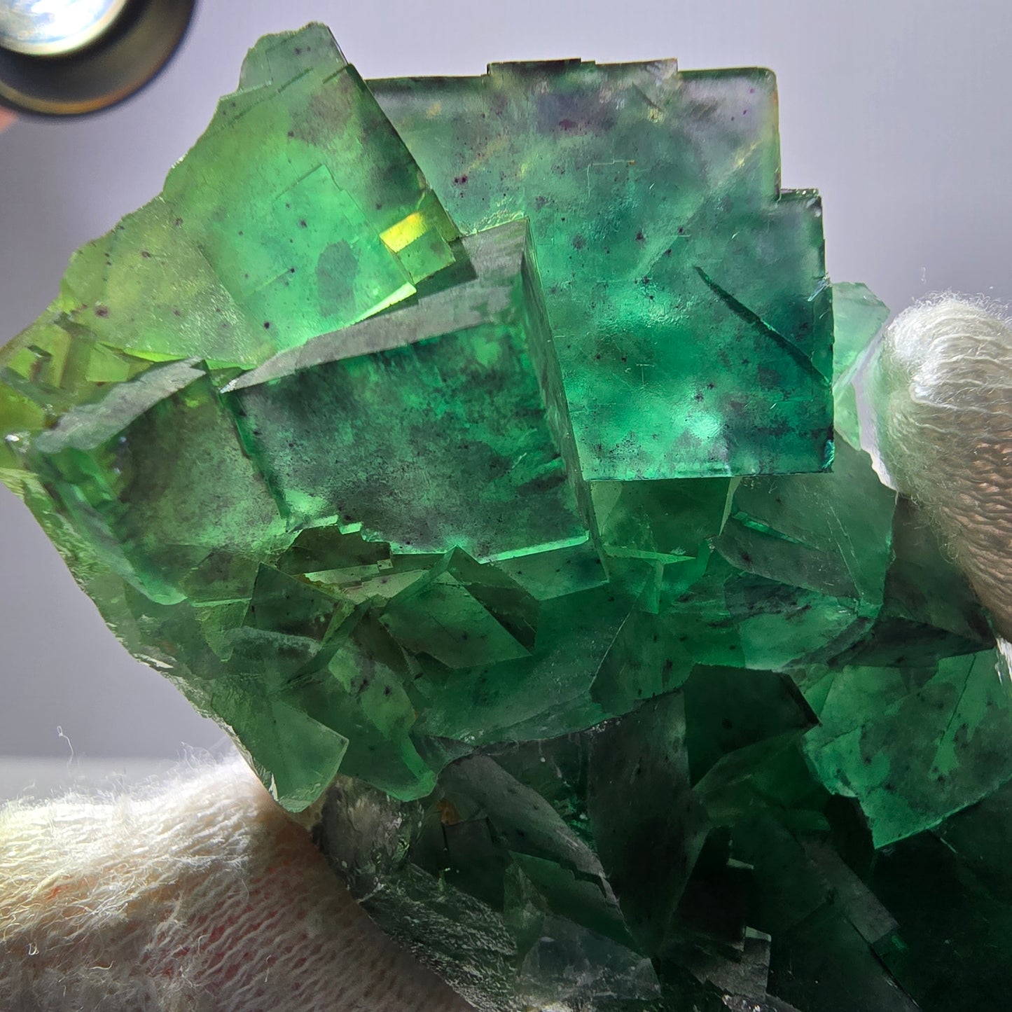 Spécimen de cube de fluorite fantôme, parqueté, Okorusu zonal, Namibie, 76 x 42 x 29 mm